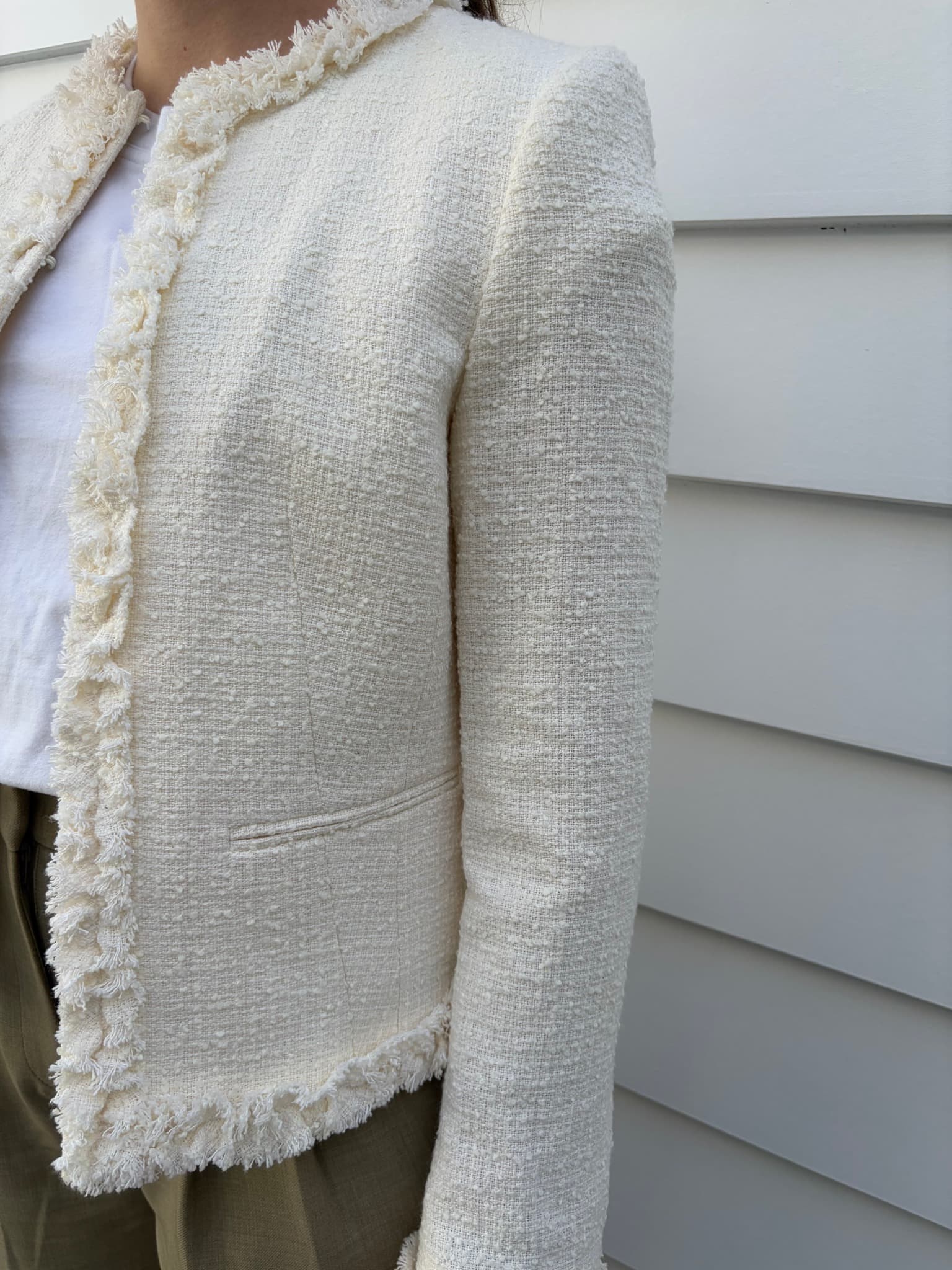 Perri Cutten Cream Tweed Fringe Jacket — photo 1 of 4