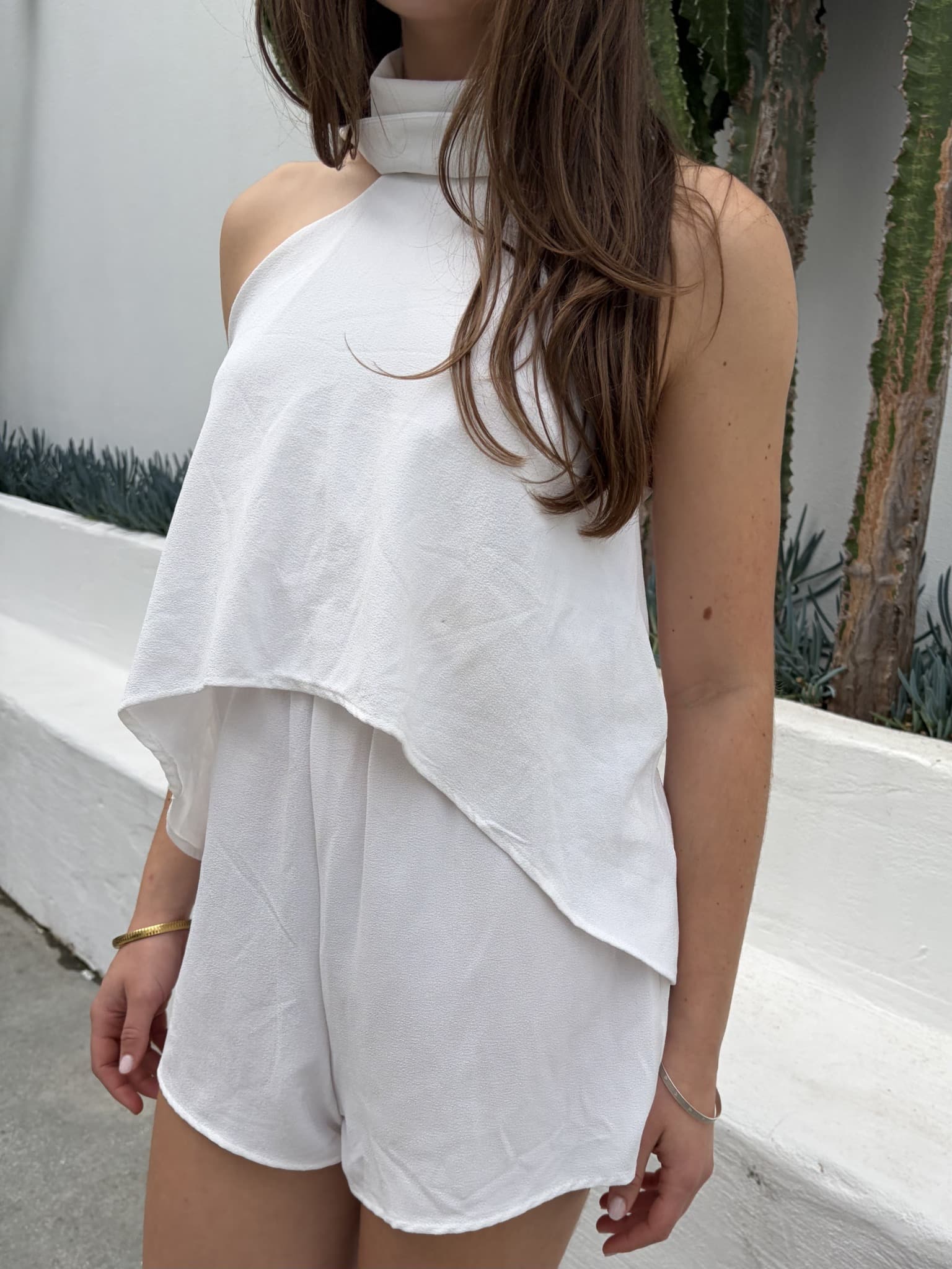 Reverse White Halter Neck Layered Romper — photo 5 of 5