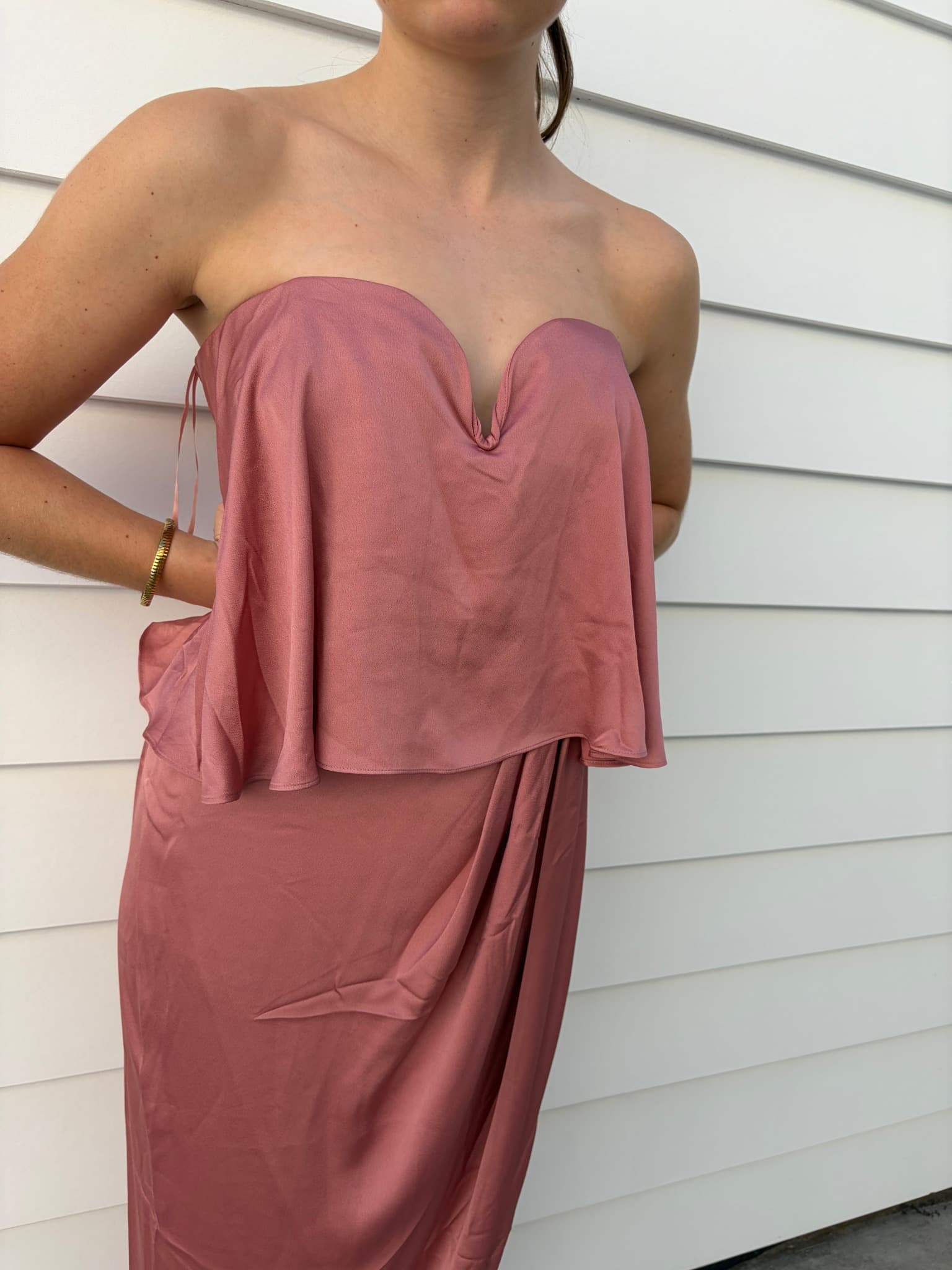 Shona Joy Strapless Midi Dress Dusty Rose Size 14 — photo 2 of 5