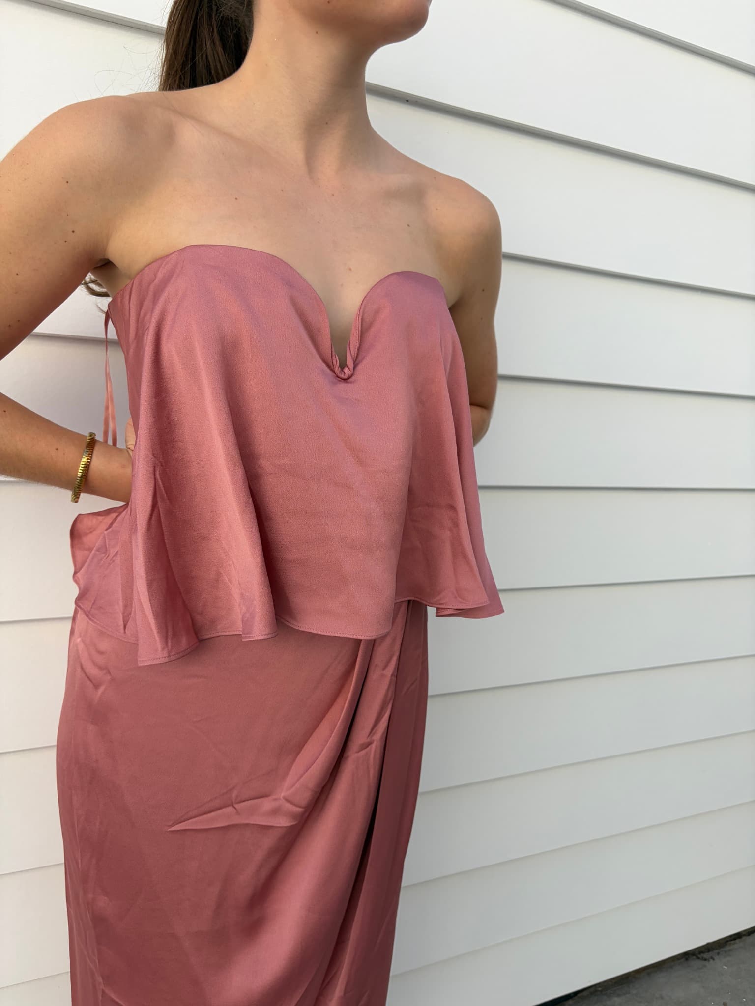 Shona Joy Strapless Midi Dress Dusty Rose Size 14 — photo 4 of 5