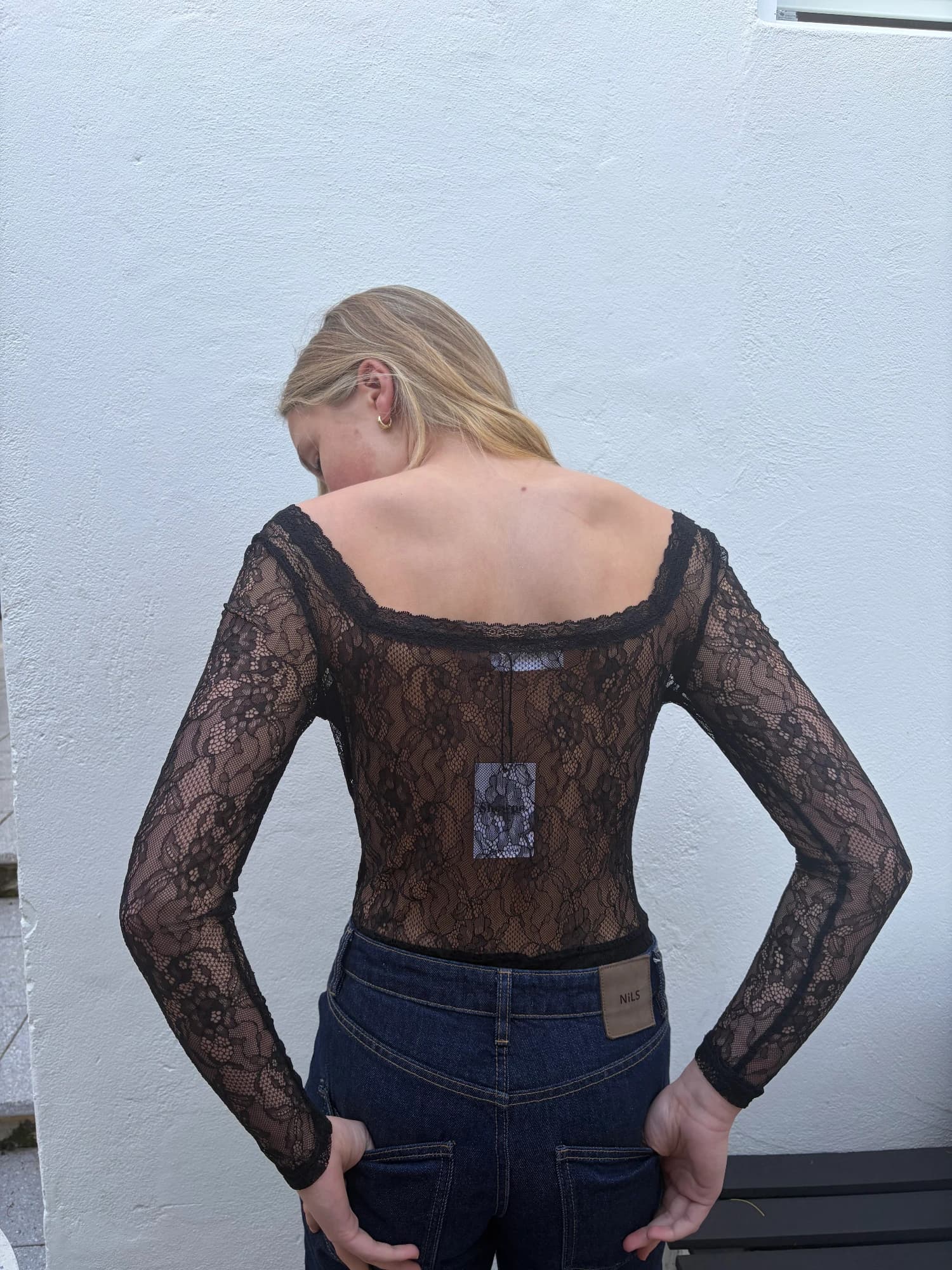 Showpo Cynthia black Lace Long Sleeve Square Neck Bodysuit — photo 4 of 5