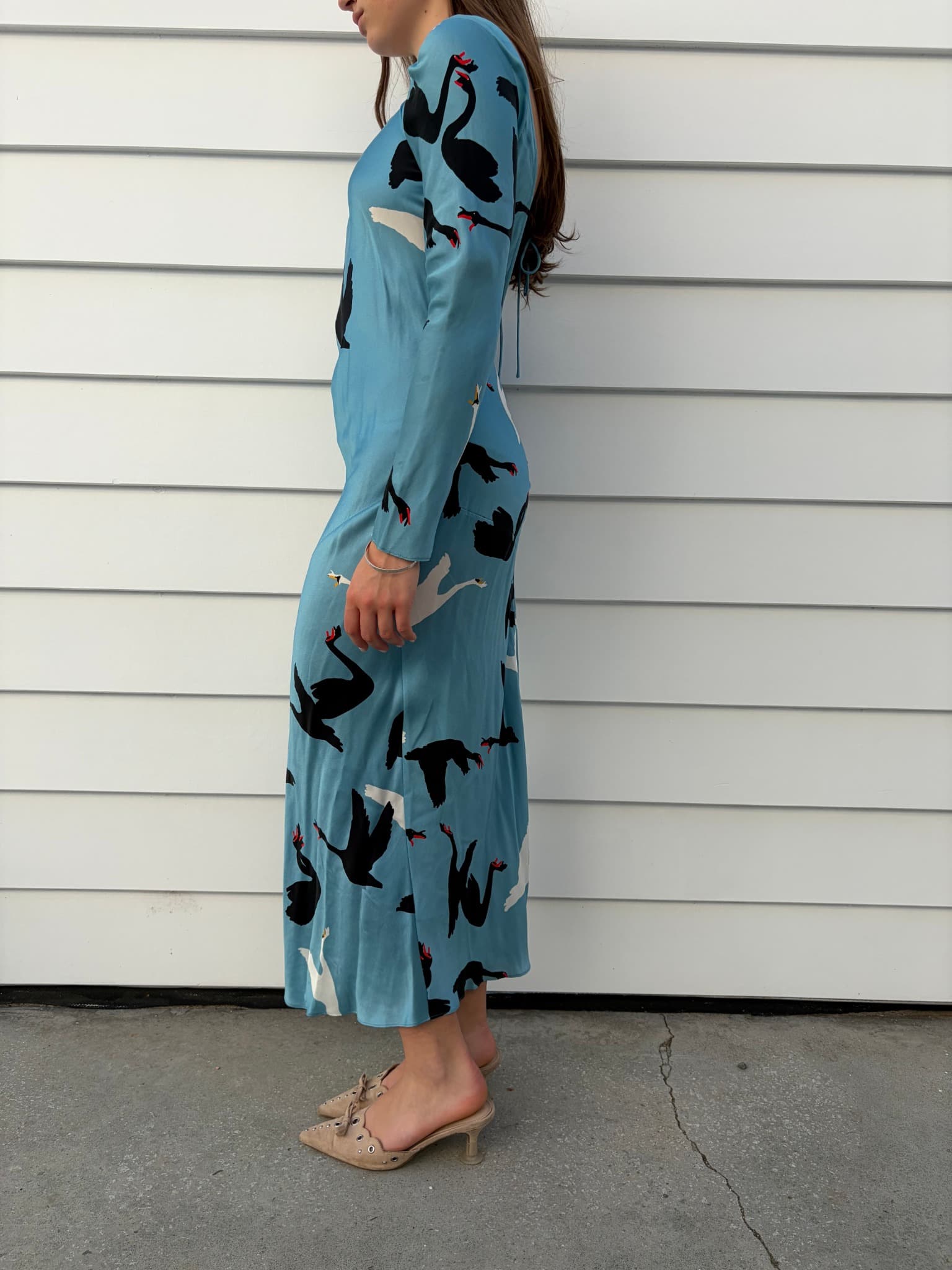 Silk Laundry Sienna dress- swans — photo 3 of 3