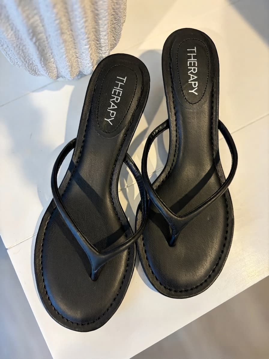 Therapy Black Thong Kitten Heel Sandals