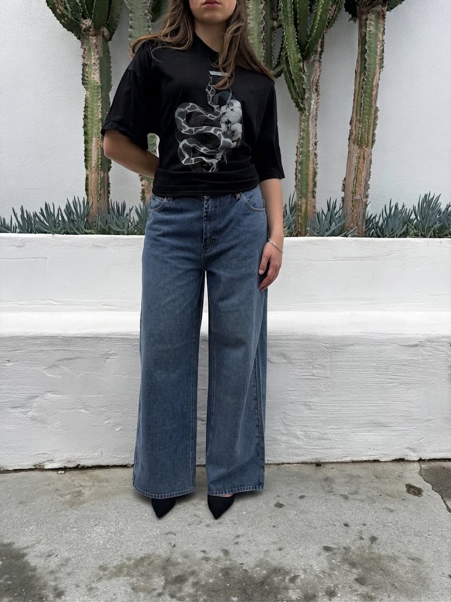 Wide Leg Blue Denim Jeans — photo 4 of 8