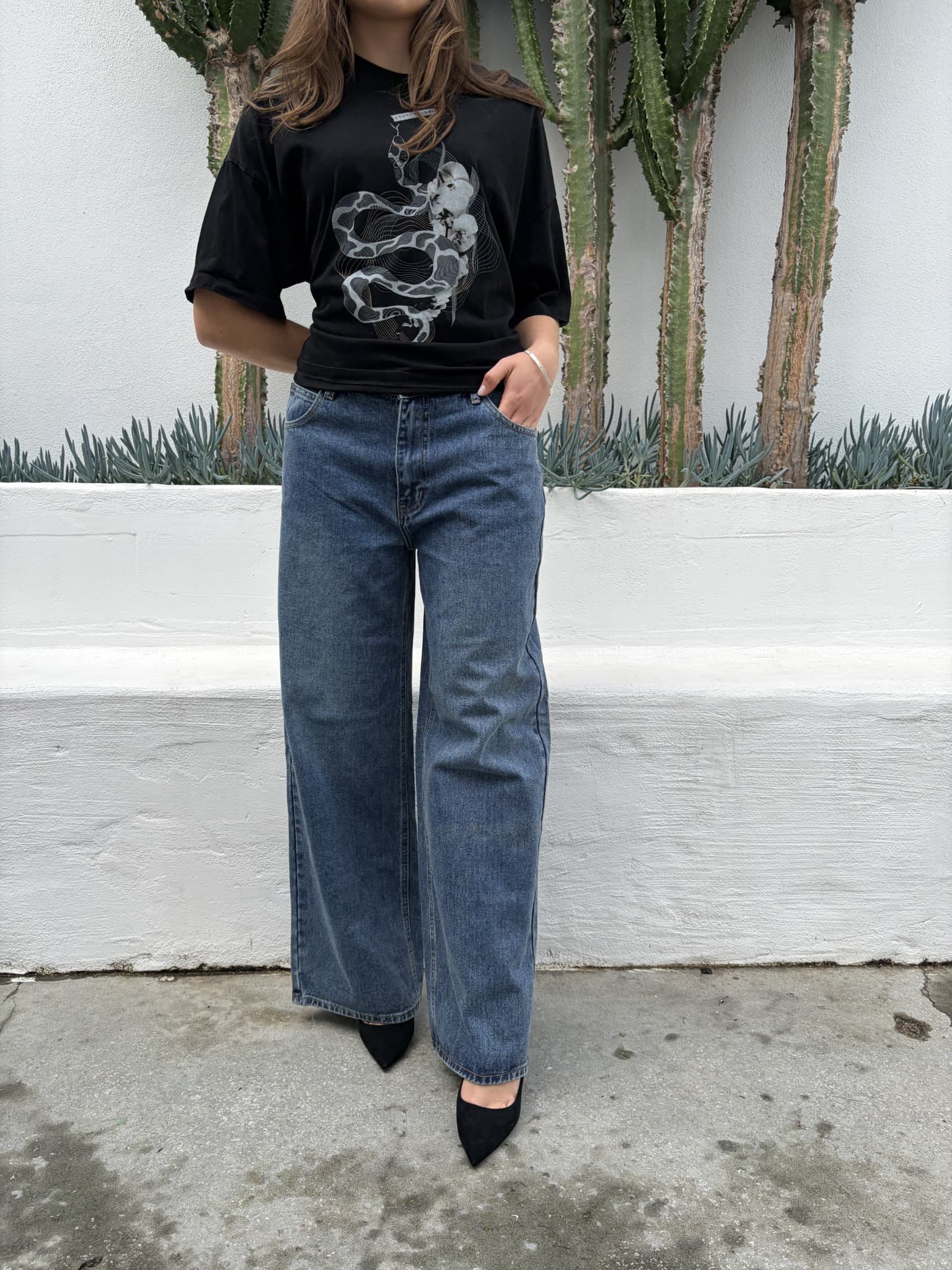 Wide Leg Blue Denim Jeans — photo 5 of 8