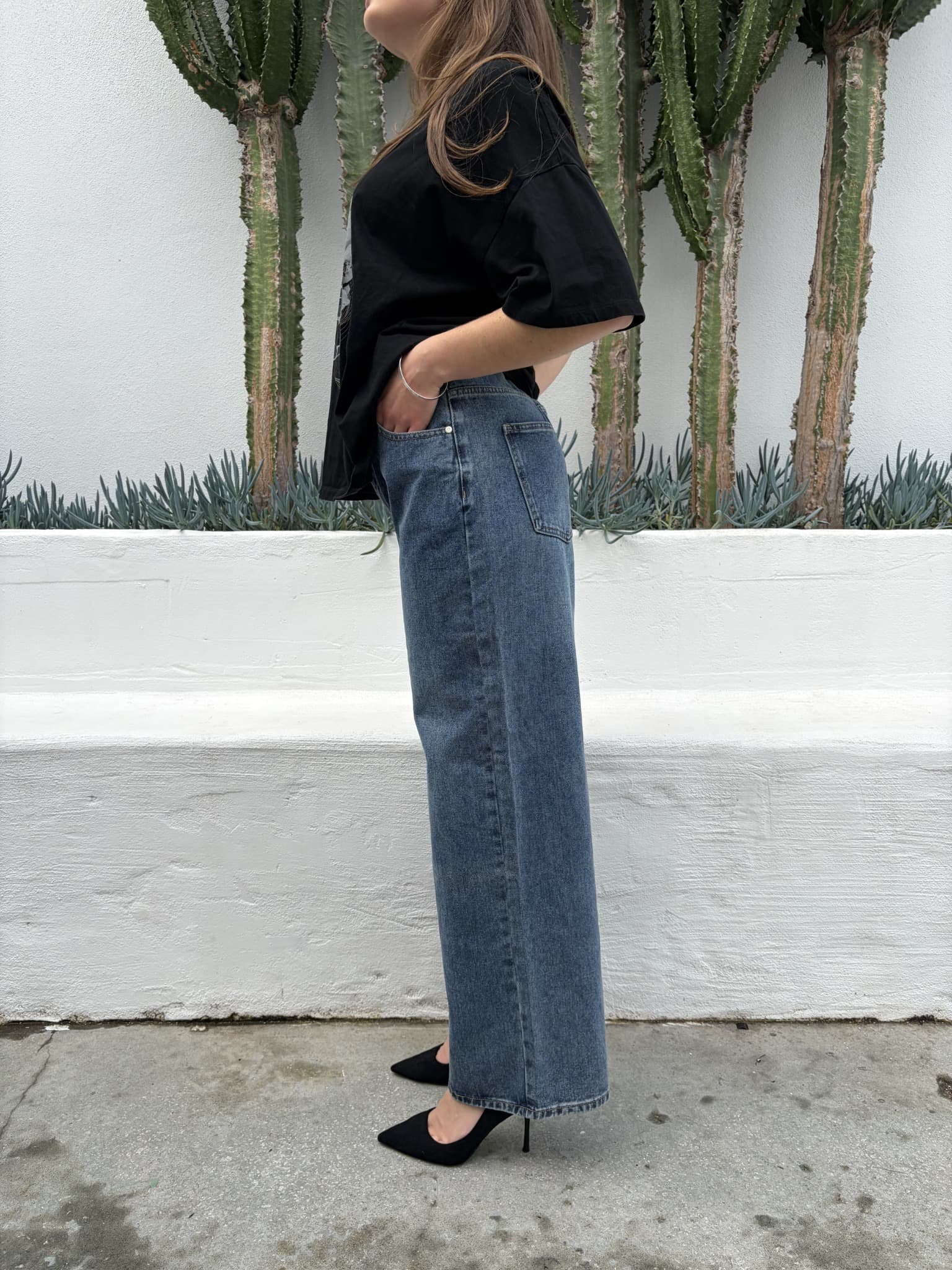 Wide Leg Blue Denim Jeans — photo 2 of 8