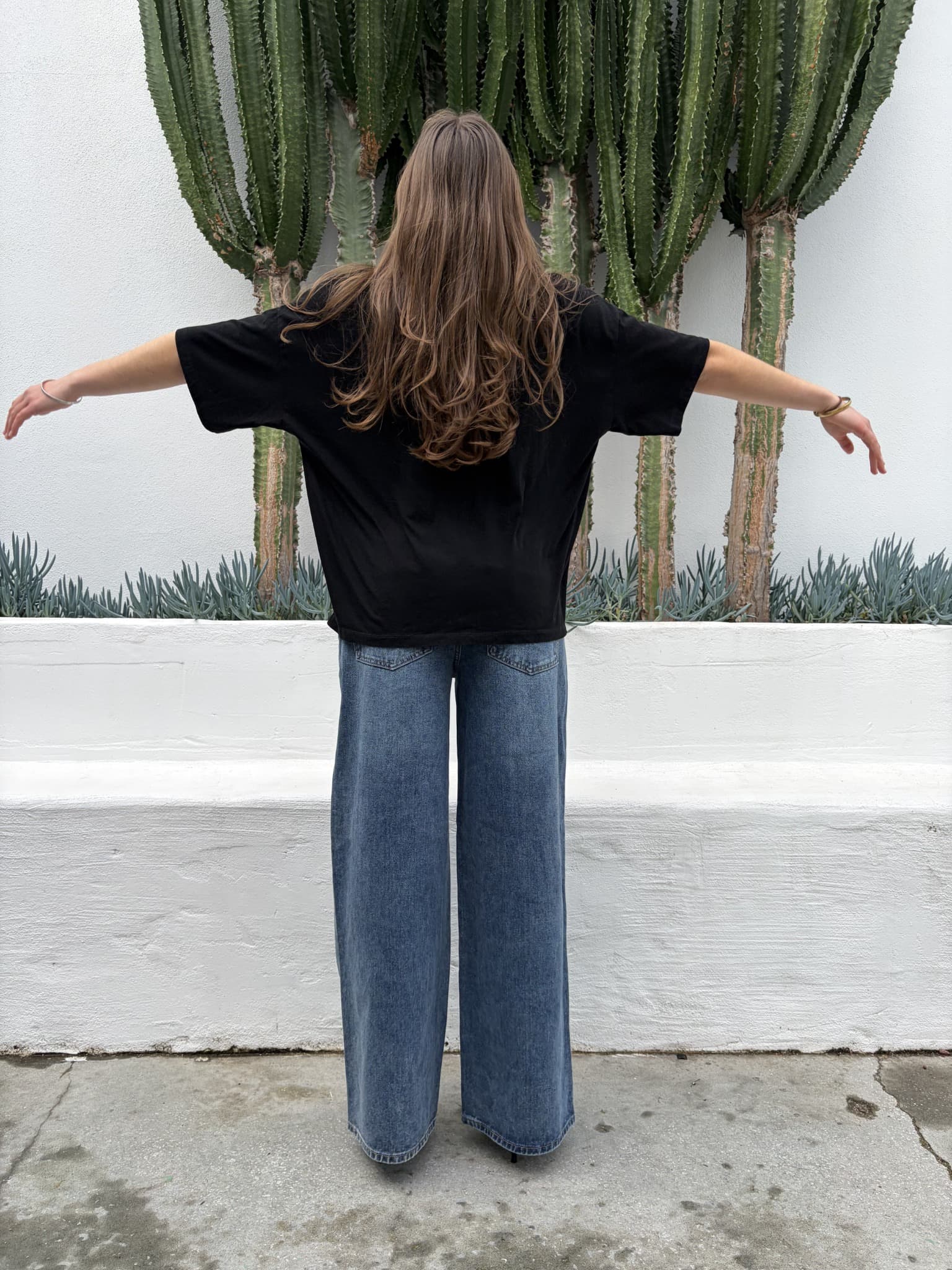 Wide Leg Blue Denim Jeans — photo 6 of 8