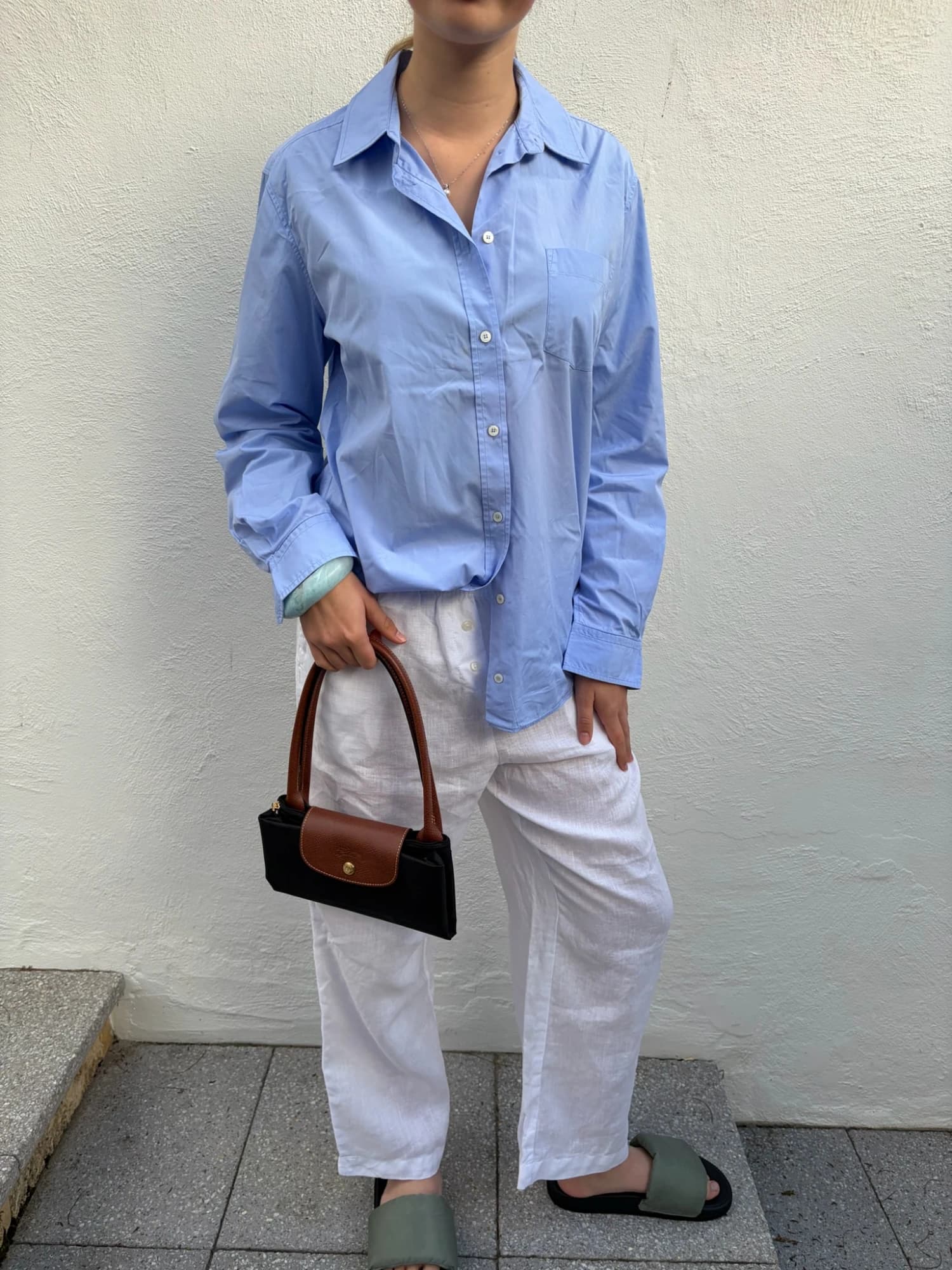 Women's Light Blue Cotton Button-Down Shirt — photo 1 of 4