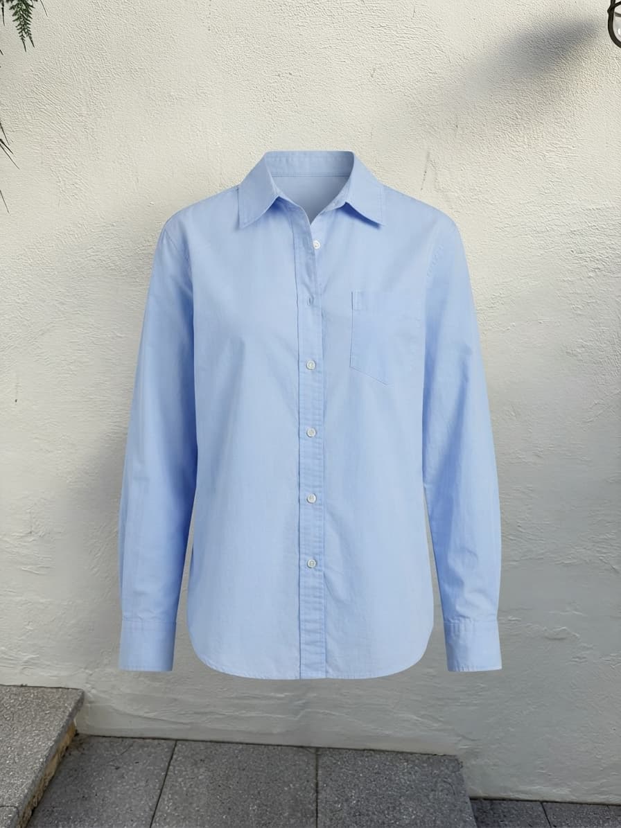 Women's Light Blue Cotton Button-Down Shirt — photo 4 of 4