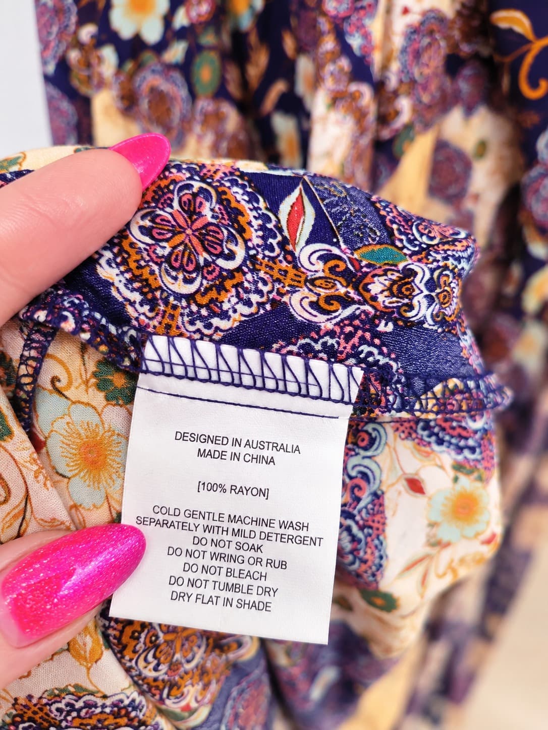 ABEL THE LABEL Paisley Floral Print Ruched Maxi Dress Size S — photo 7 of 7