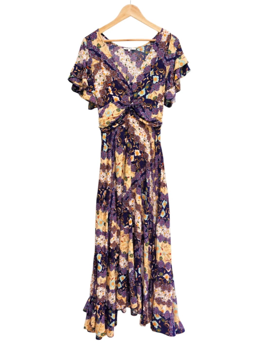 ABEL THE LABEL Paisley Floral Print Ruched Maxi Dress Size S — photo 2 of 7