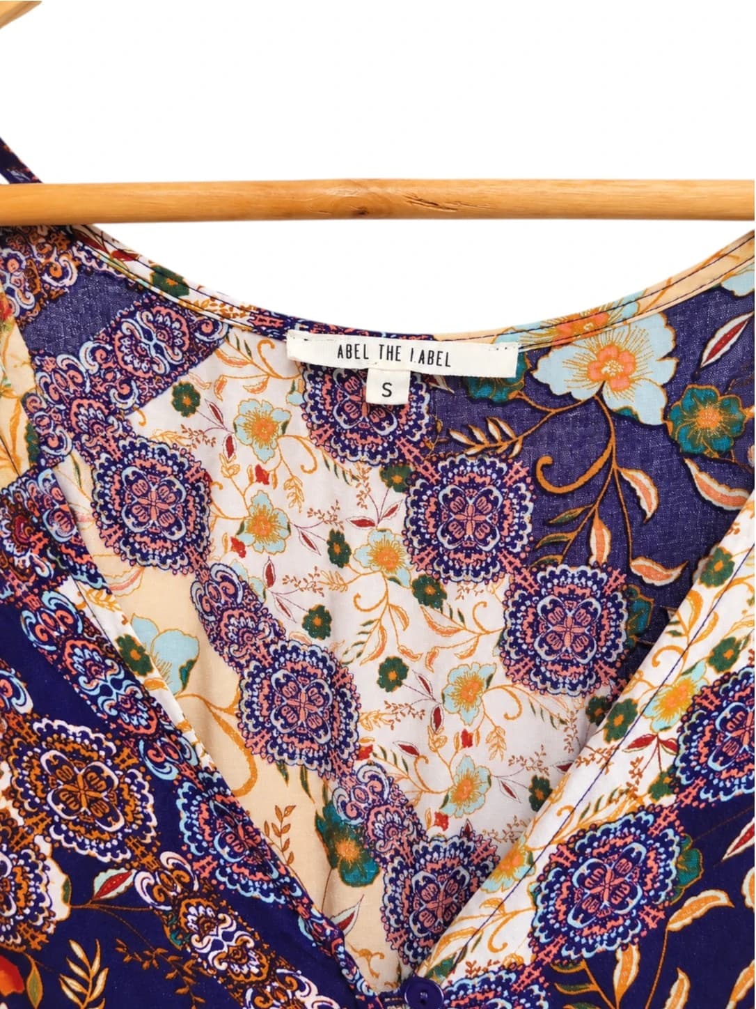 ABEL THE LABEL Paisley Floral Print Ruched Maxi Dress Size S — photo 6 of 7