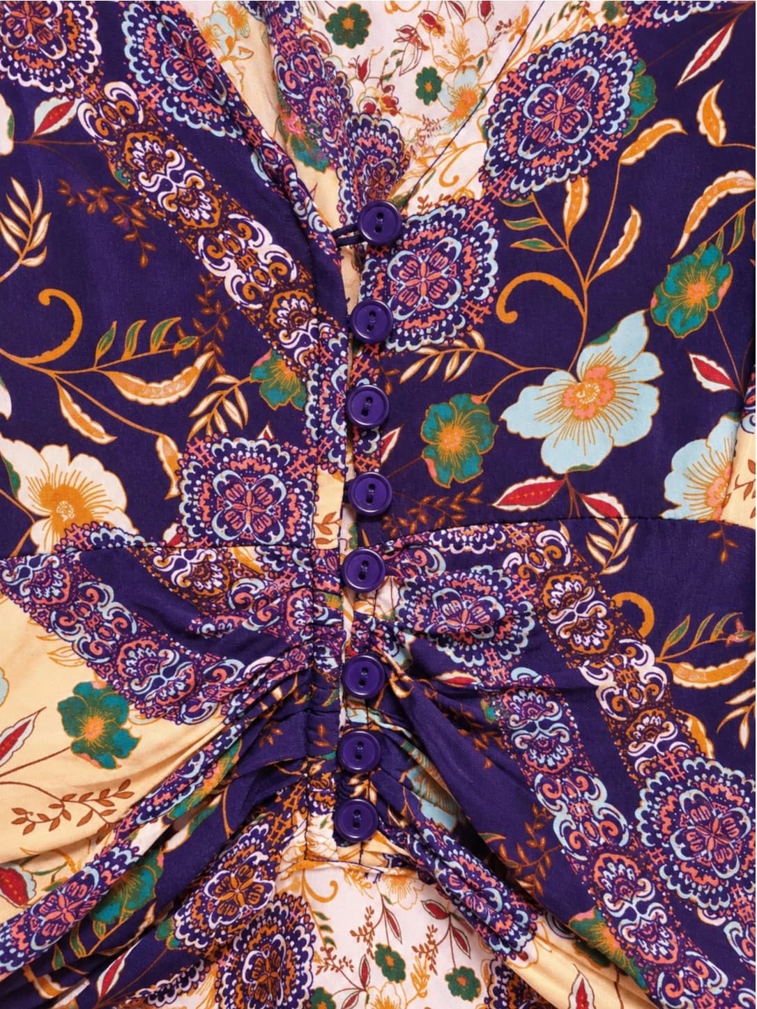 ABEL THE LABEL Paisley Floral Print Ruched Maxi Dress Size S — photo 3 of 7