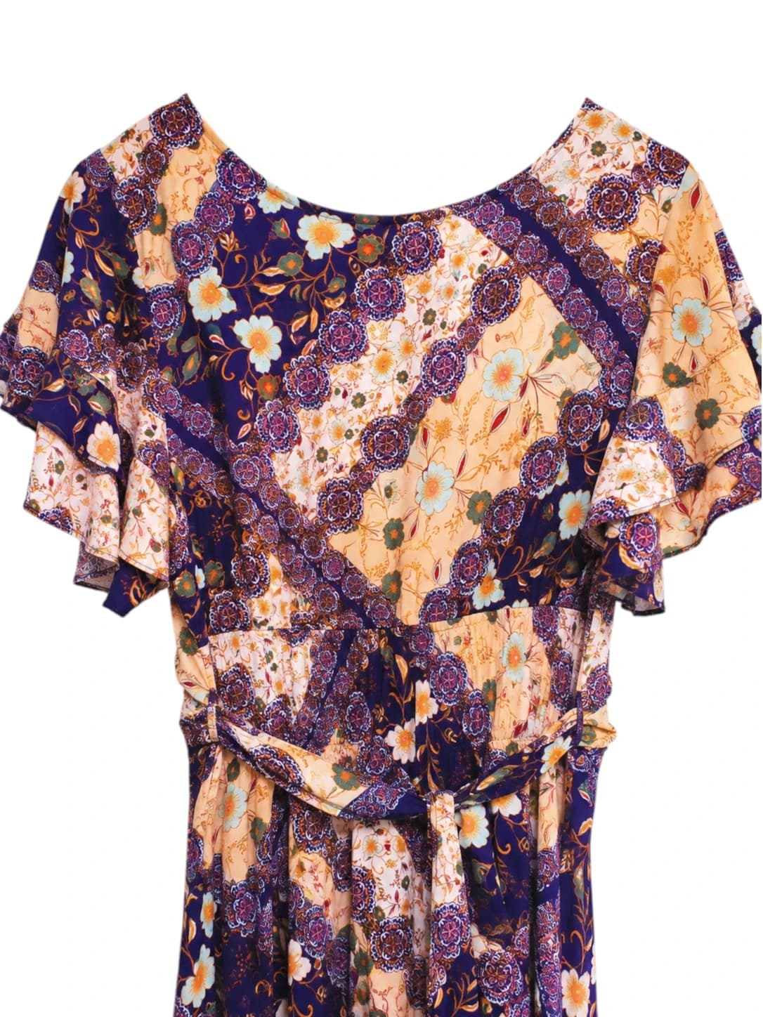 ABEL THE LABEL Paisley Floral Print Ruched Maxi Dress Size S — photo 5 of 7