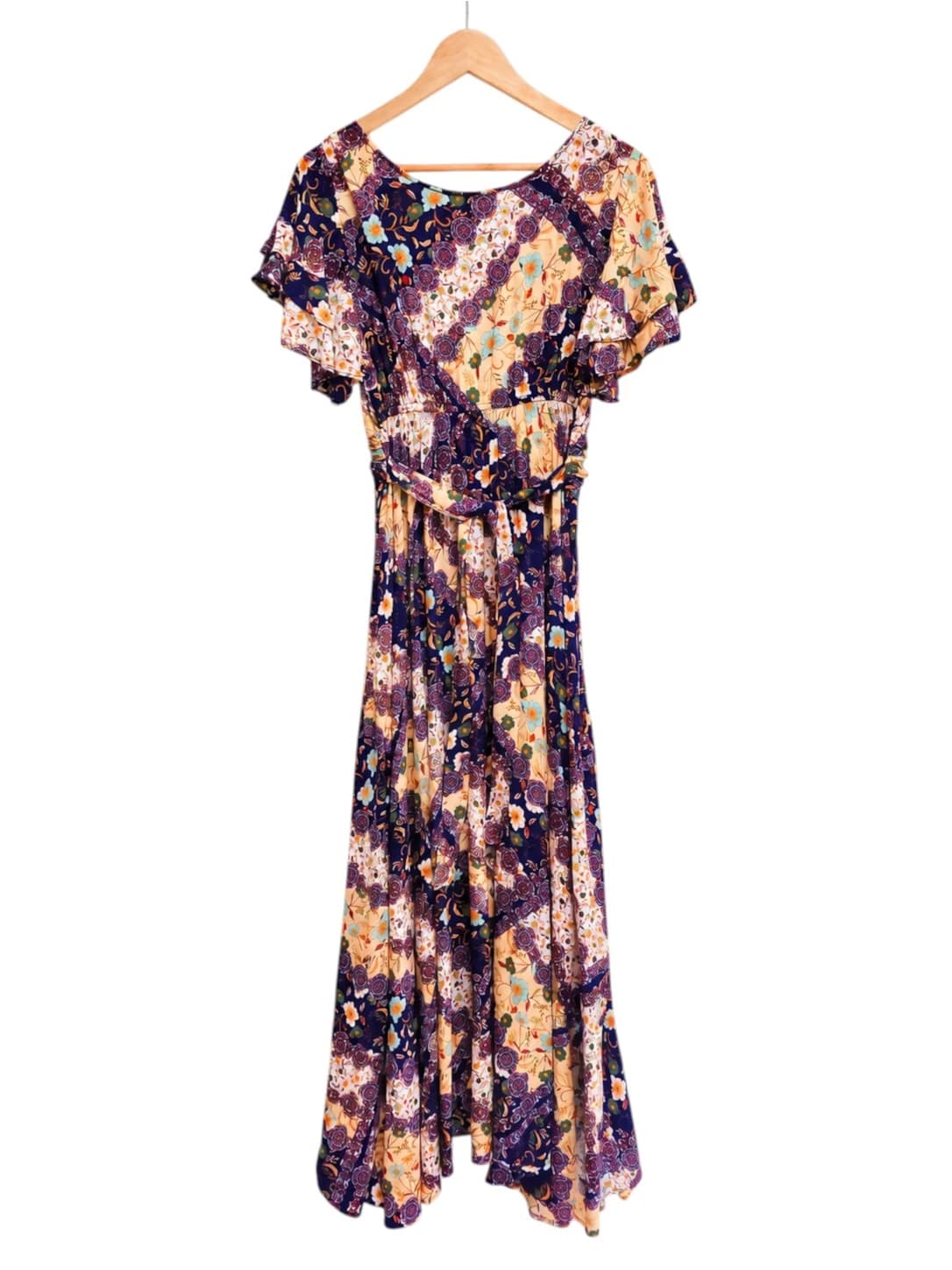 ABEL THE LABEL Paisley Floral Print Ruched Maxi Dress Size S — photo 4 of 7