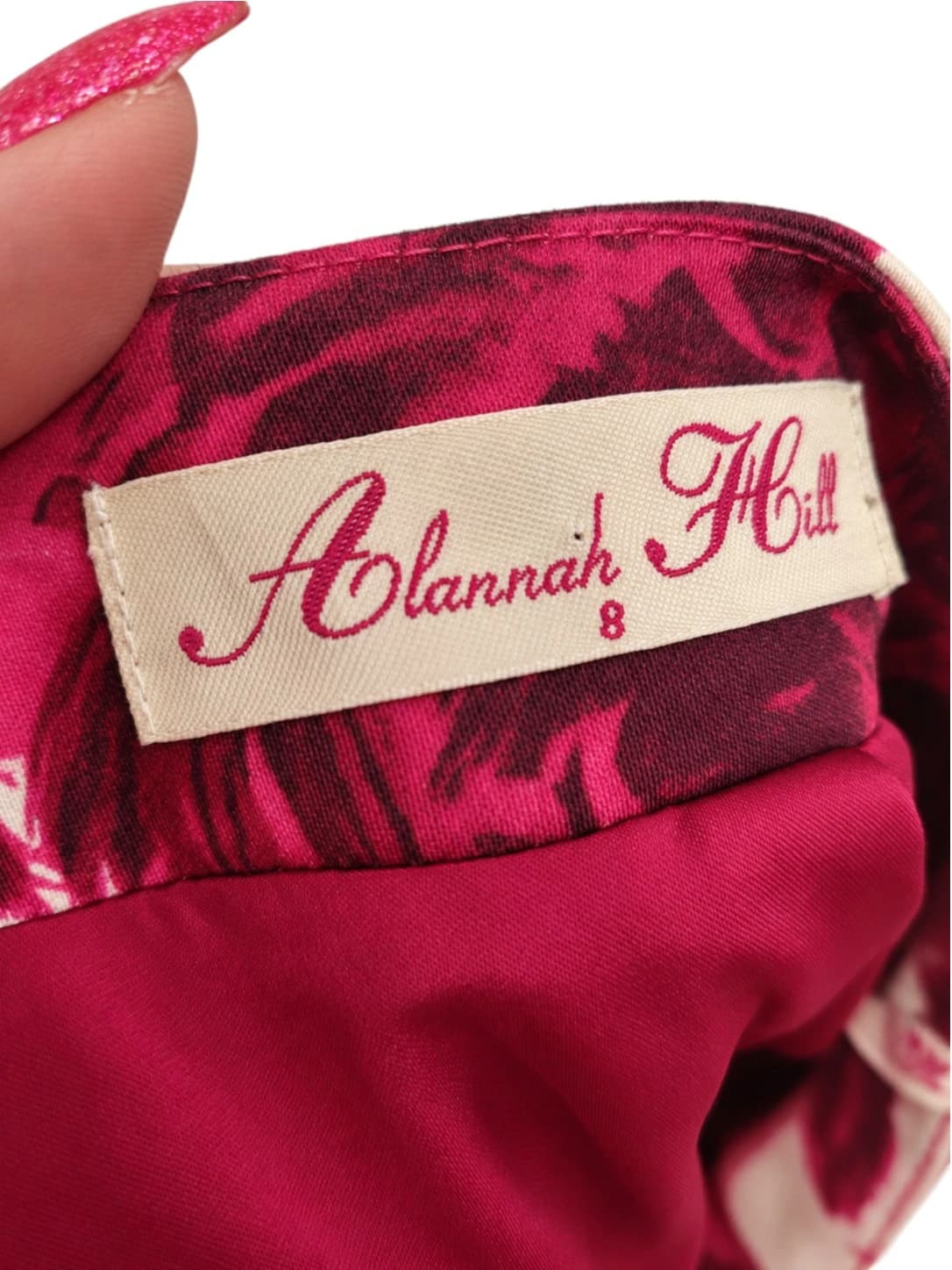 ALANNAH HILL Pink Rose Floral Button Detail A-Line Skirt Size 8 — photo 4 of 6