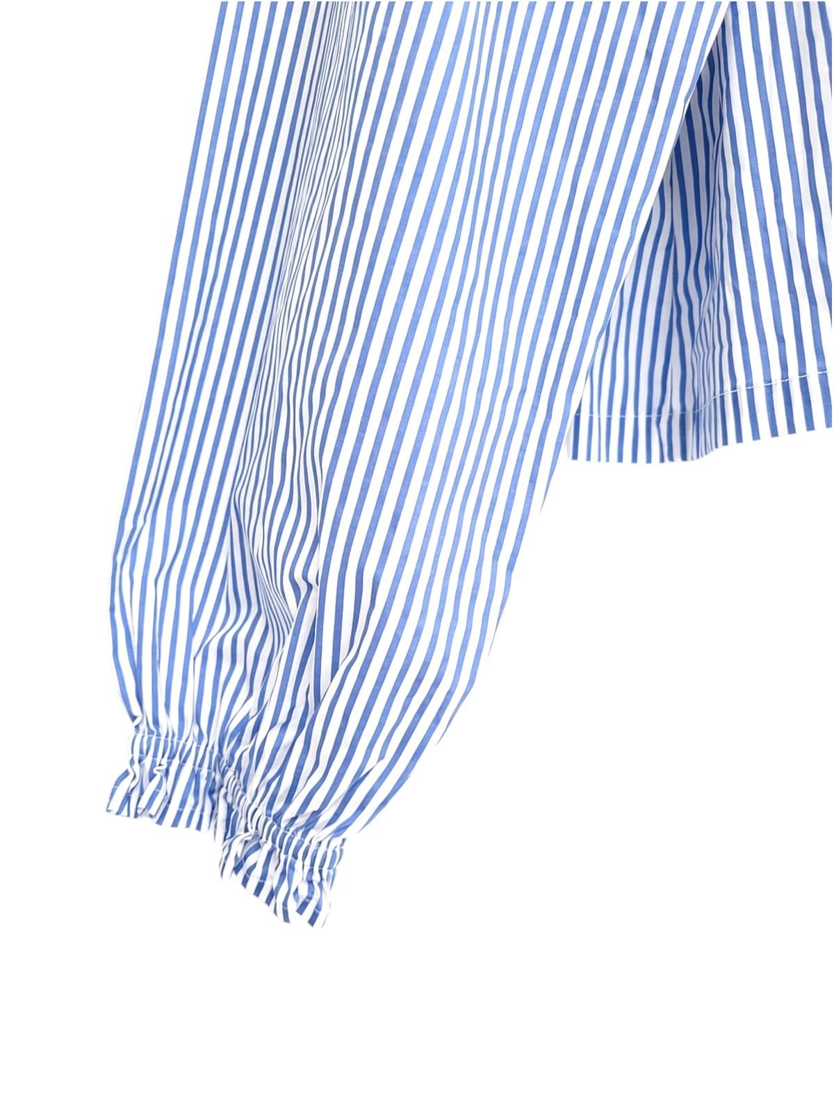 ALLY Blue and White Striped Cotton Blouse with Wide Ruffled Collar Size 12 — photo 5 of 8