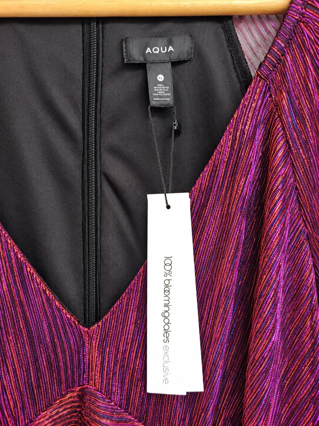 AQUA Bloomingdale's Metallic Ruched Mini Dress Purple XL BNWT RRP US$118 — photo 3 of 8