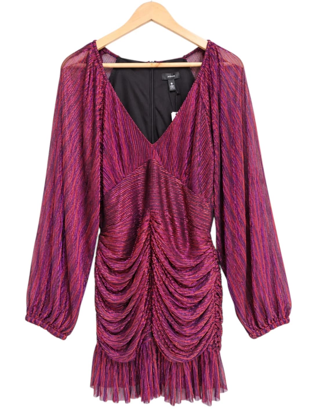 AQUA Bloomingdale's Metallic Ruched Mini Dress Purple XL BNWT RRP US$118 — photo 1 of 8