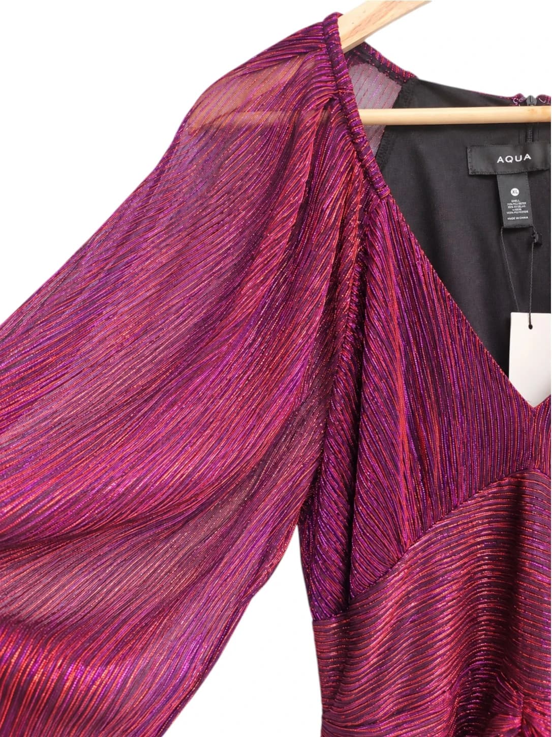 AQUA Bloomingdale's Metallic Ruched Mini Dress Purple XL BNWT RRP US$118 — photo 5 of 8