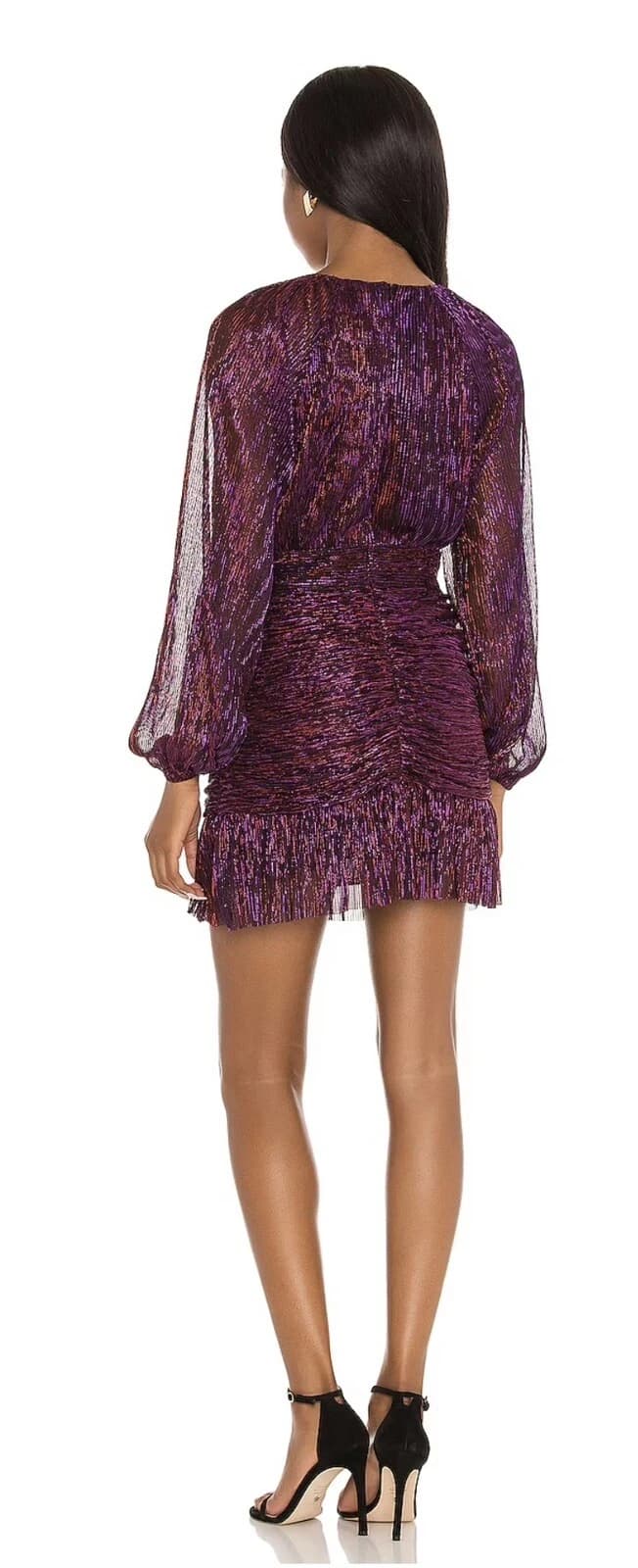 AQUA Bloomingdale's Metallic Ruched Mini Dress Purple XL BNWT RRP US$118 — photo 6 of 8
