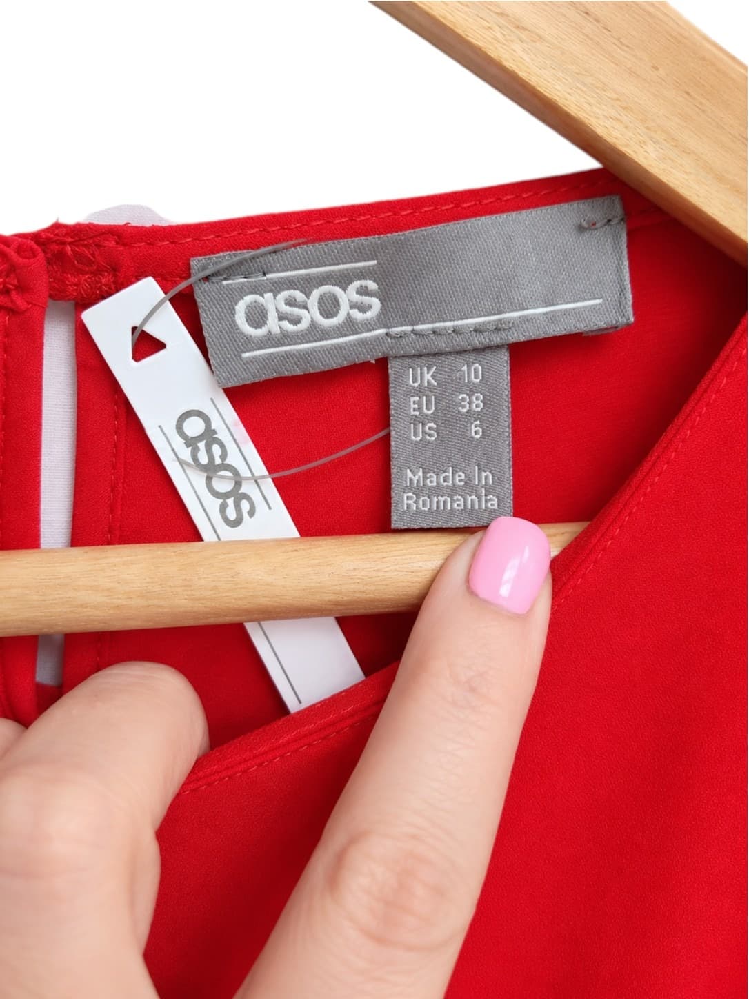 ASOS Red Midi Dress Womens UK 10 Puff Sleeve Empire Waist Back Split — photo 6 of 8