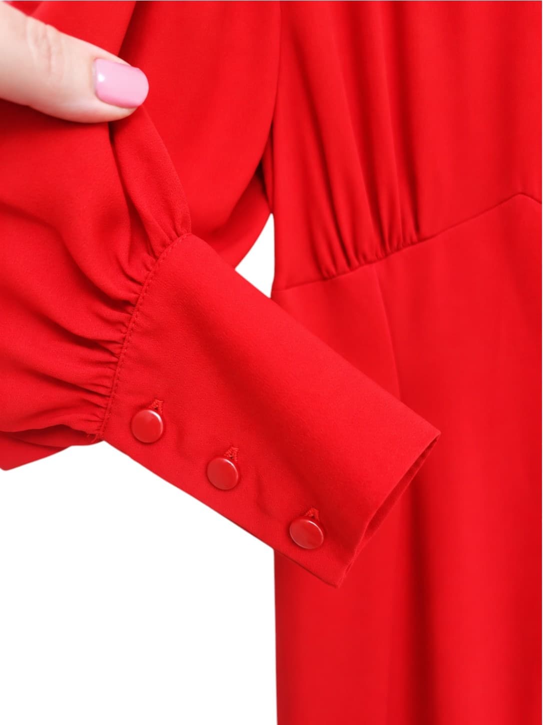 ASOS Red Midi Dress Womens UK 10 Puff Sleeve Empire Waist Back Split — photo 3 of 8