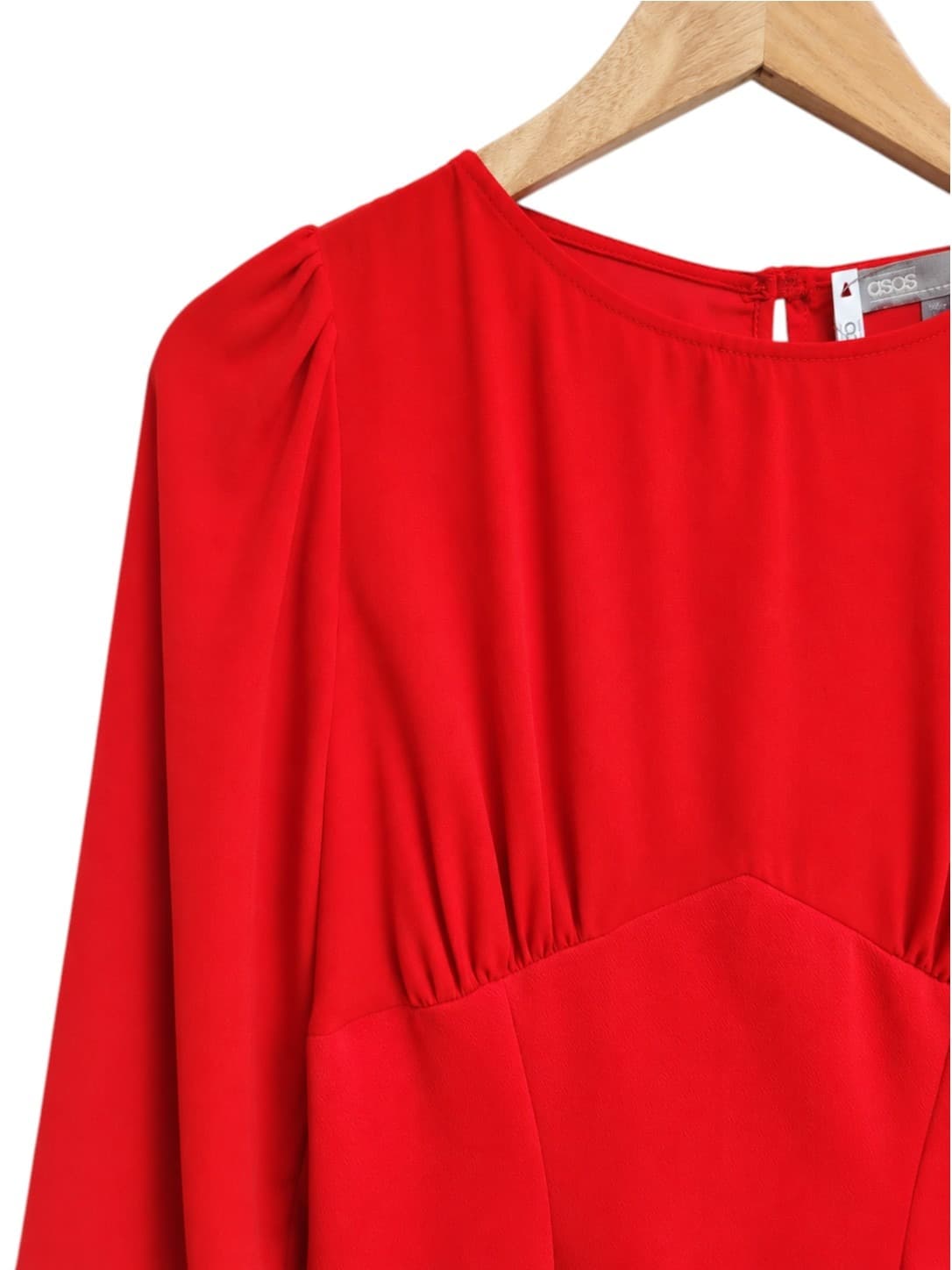 ASOS Red Midi Dress Womens UK 10 Puff Sleeve Empire Waist Back Split — photo 1 of 8