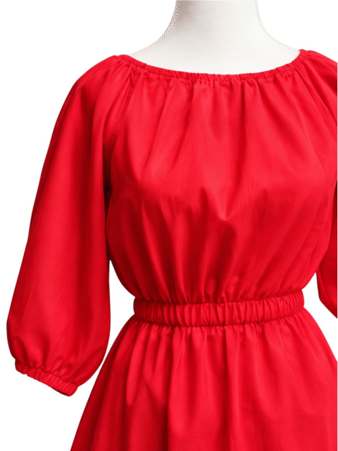 Atmos & Here Aisha Cut Out Midi Dress Red Size 8 BNWT Puff Sleeve — photo 4 of 13