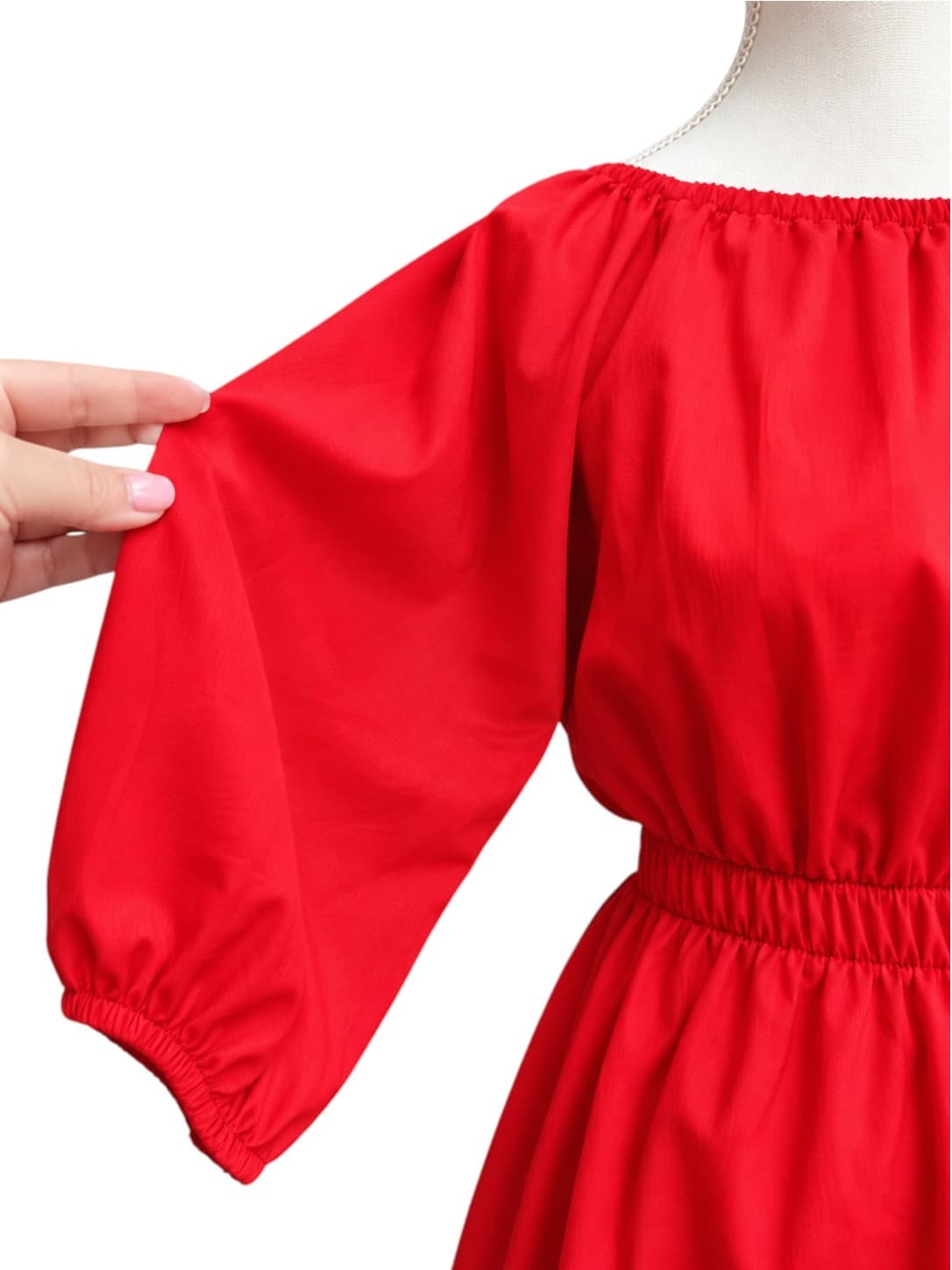 Atmos & Here Aisha Cut Out Midi Dress Red Size 8 BNWT Puff Sleeve — photo 5 of 13