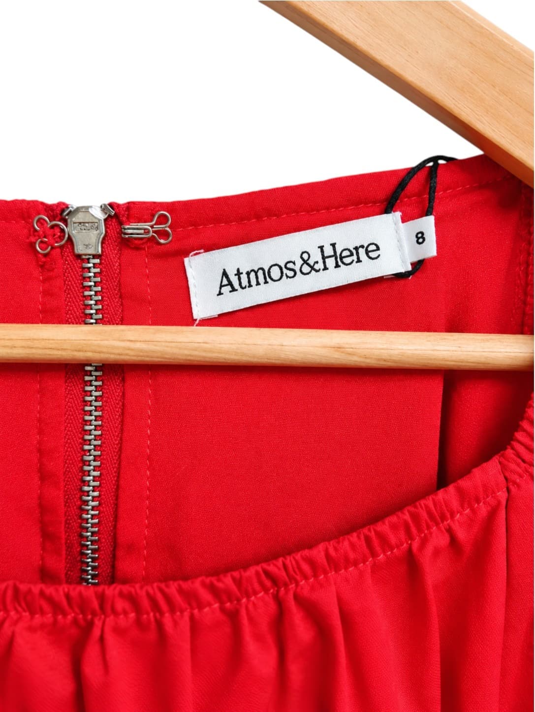 Atmos & Here Aisha Cut Out Midi Dress Red Size 8 BNWT Puff Sleeve — photo 10 of 13