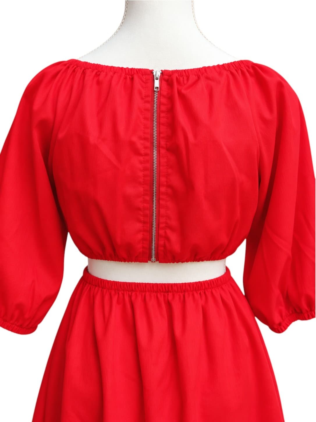 Atmos & Here Aisha Cut Out Midi Dress Red Size 8 BNWT Puff Sleeve — photo 7 of 13