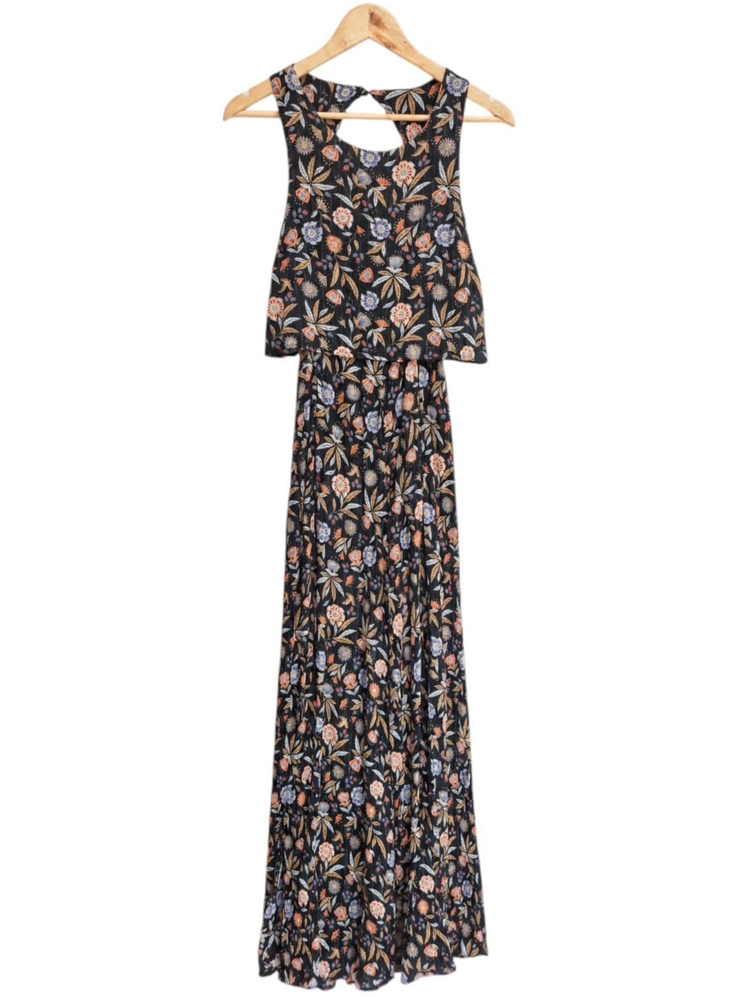 Atmos & Here Floral Wide Leg Jumpsuit Women's Size 10 Black Cut Out — photo 2 of 7