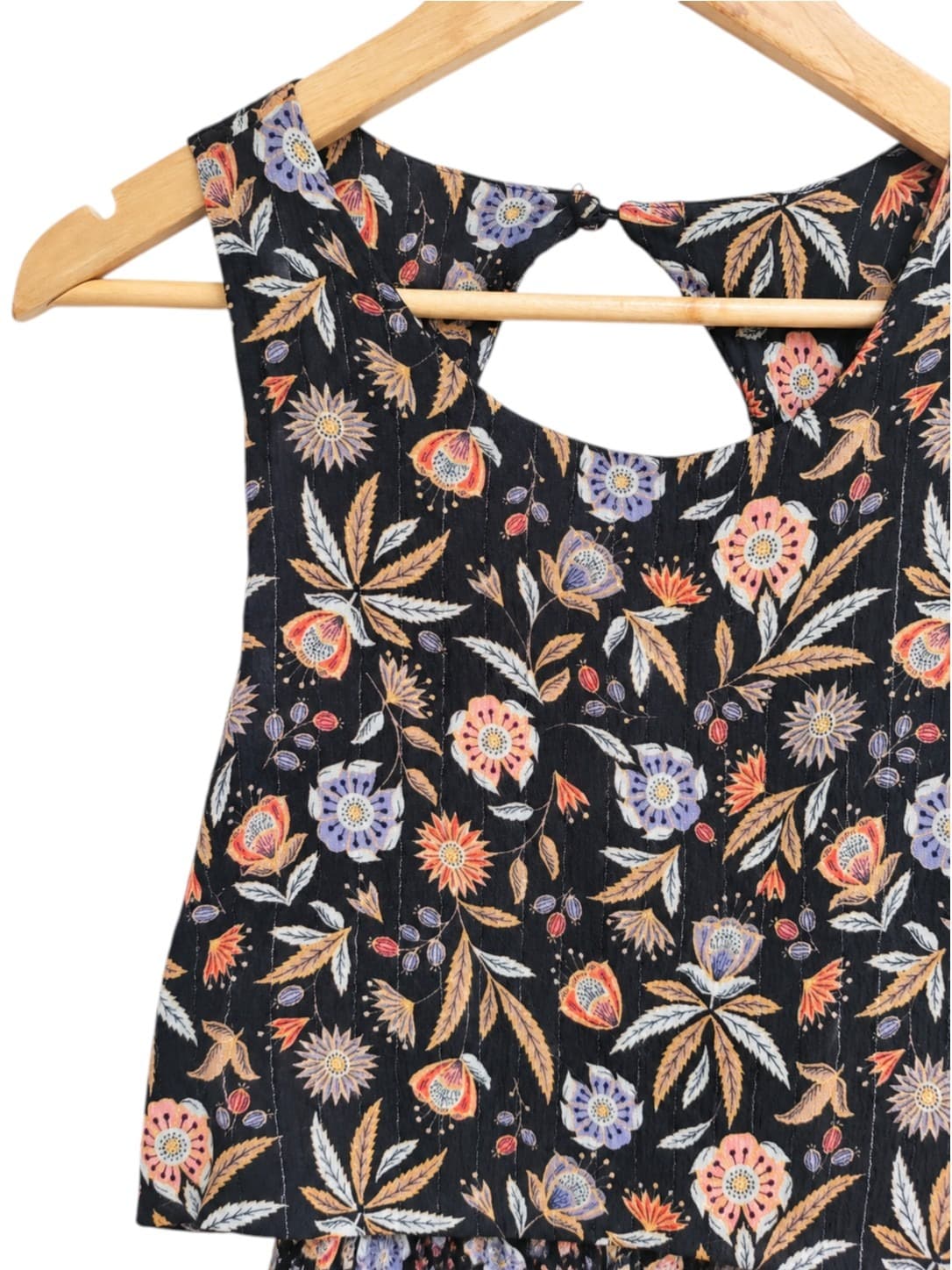 Atmos & Here Floral Wide Leg Jumpsuit Women's Size 10 Black Cut Out — photo 1 of 7