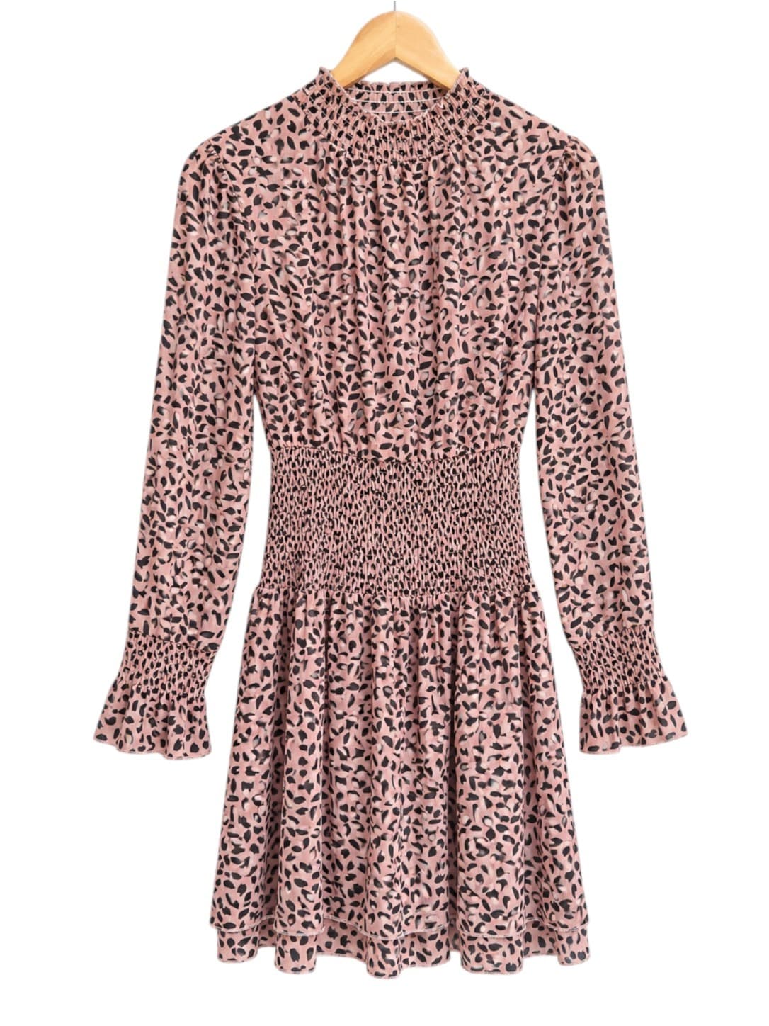 ATMOS&HERE Pink Animal Print Shirred Waist Mini Dress Size 6 — photo 2 of 7