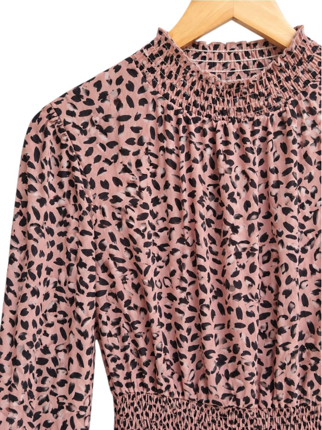 ATMOS&HERE Pink Animal Print Shirred Waist Mini Dress Size 6 — photo 1 of 7