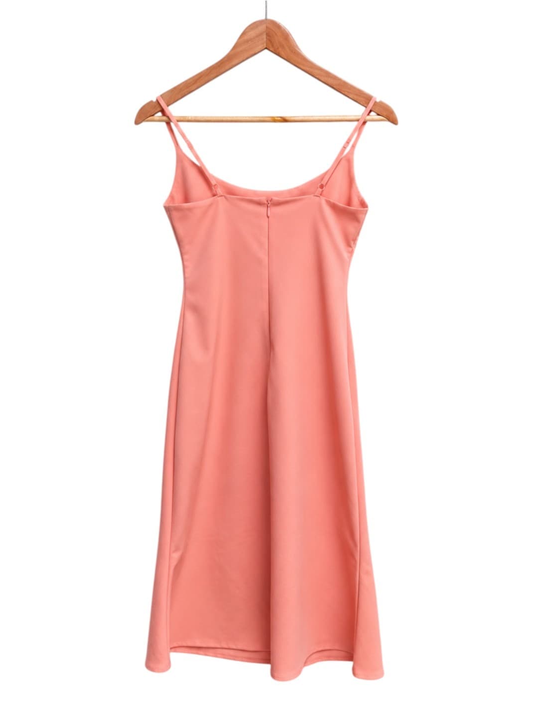 Atmos & Here Womens Midi Dress Size 8 Coral Pink Spaghetti Strap A Line — photo 3 of 6