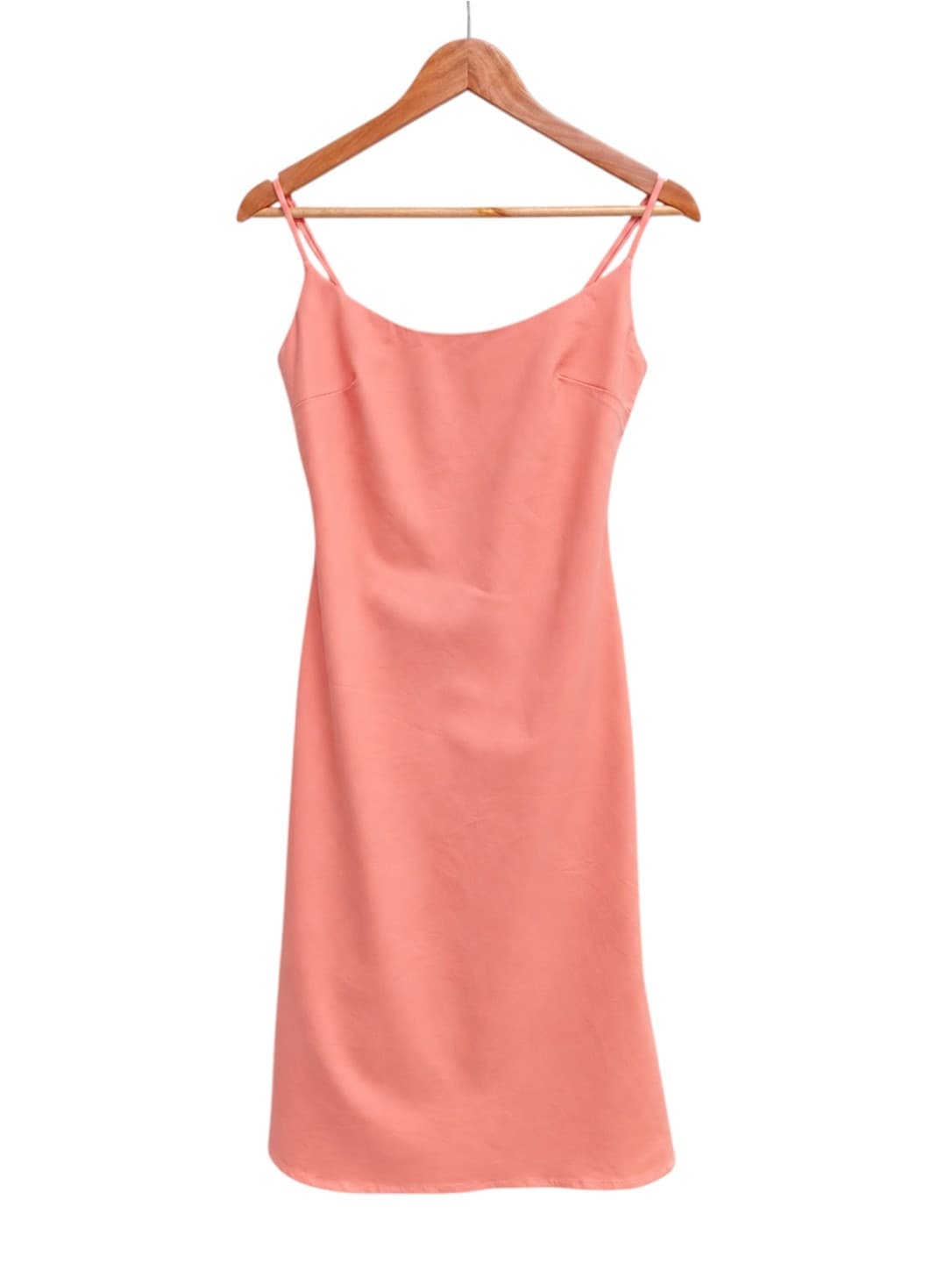 Atmos & Here Womens Midi Dress Size 8 Coral Pink Spaghetti Strap A Line — photo 1 of 6