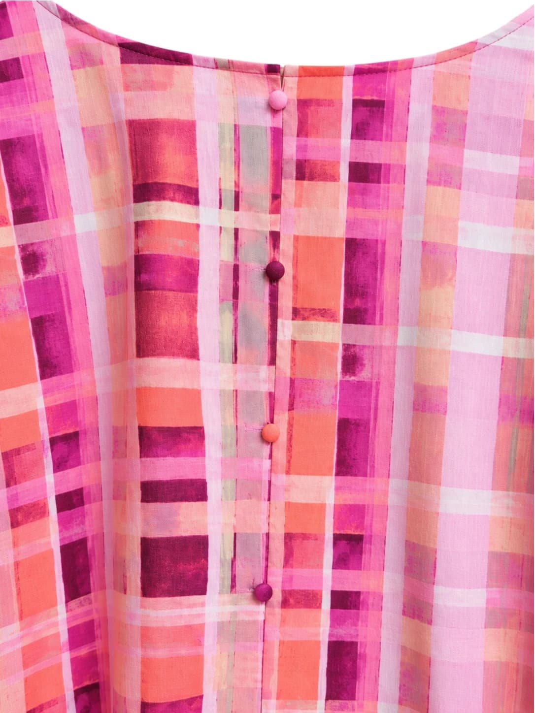 AUTOGRAPH Pink Plaid Linen Blend Puff Sleeve Blouse Top Size 22 — photo 6 of 8