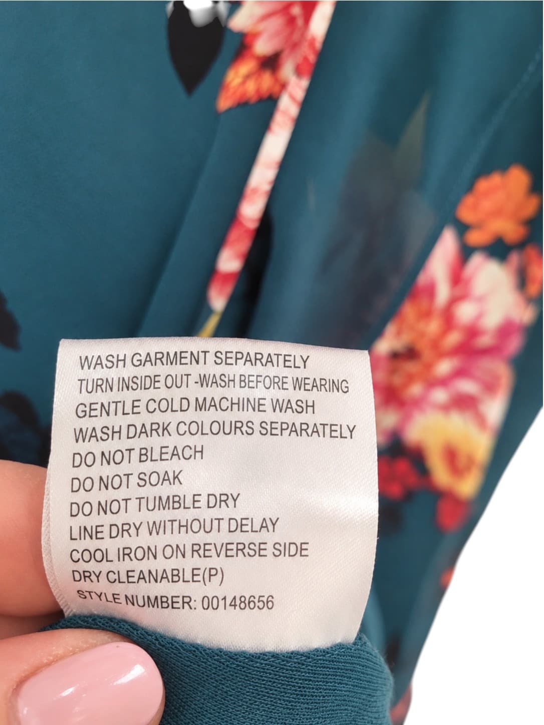 AUTOGRAPH Teal Floral Ruffle Wrap Style Midi Dress Size 26 — photo 7 of 8