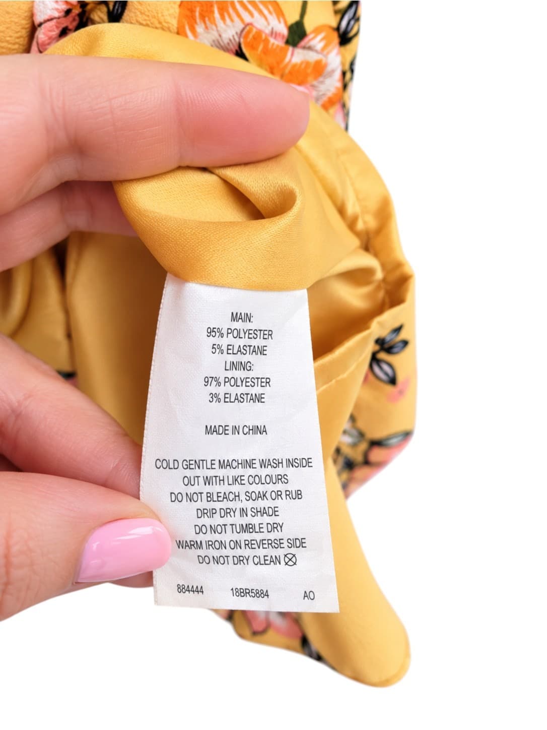 Basque Floral Mini Dress Womens 14 Yellow Pink Flutter Sleeve Belted Ruffle — photo 6 of 6