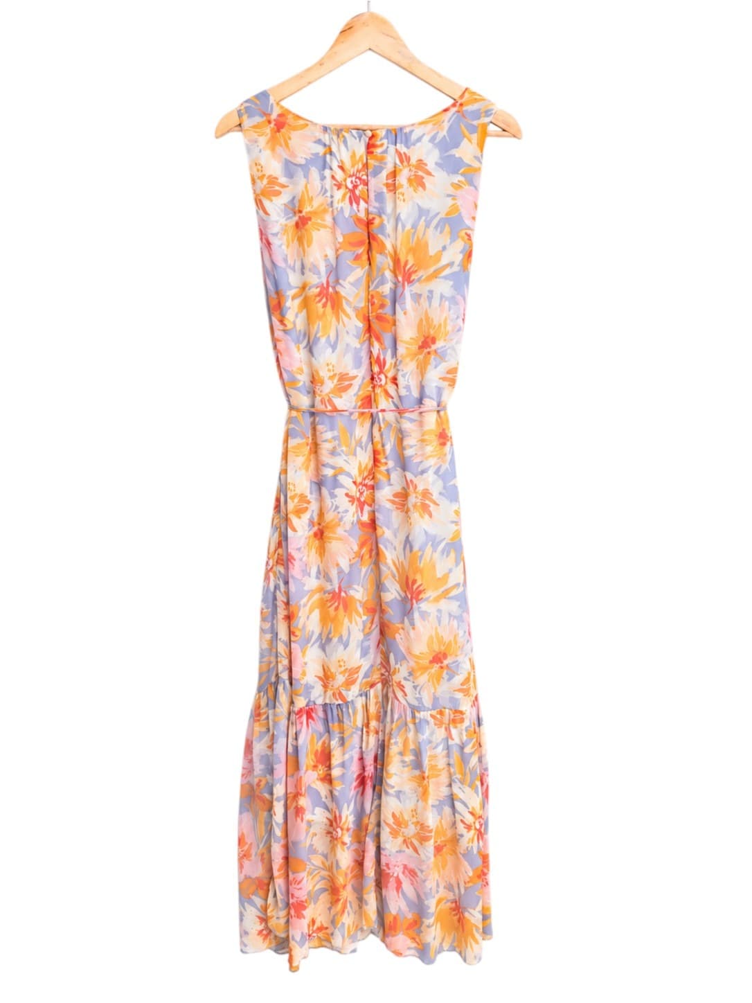Basque Womens Floral Maxi Dress Size 12 Lavender Sleeveless Tie Waist Viscose — photo 5 of 7
