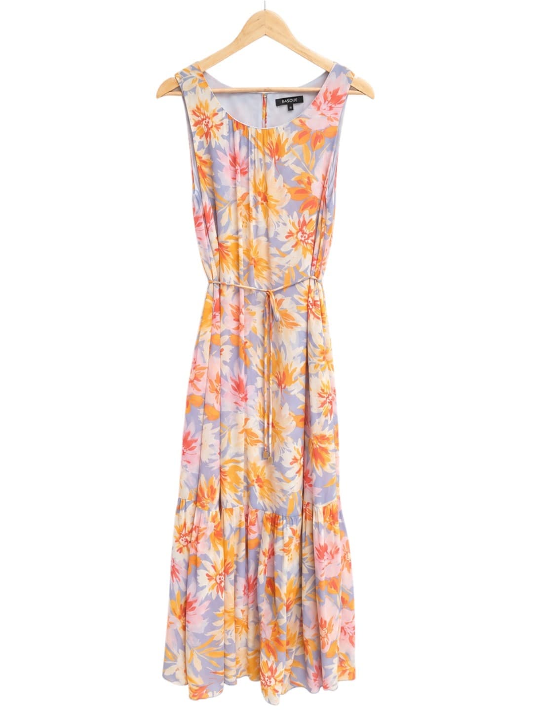 Basque Womens Floral Maxi Dress Size 12 Lavender Sleeveless Tie Waist Viscose — photo 2 of 7