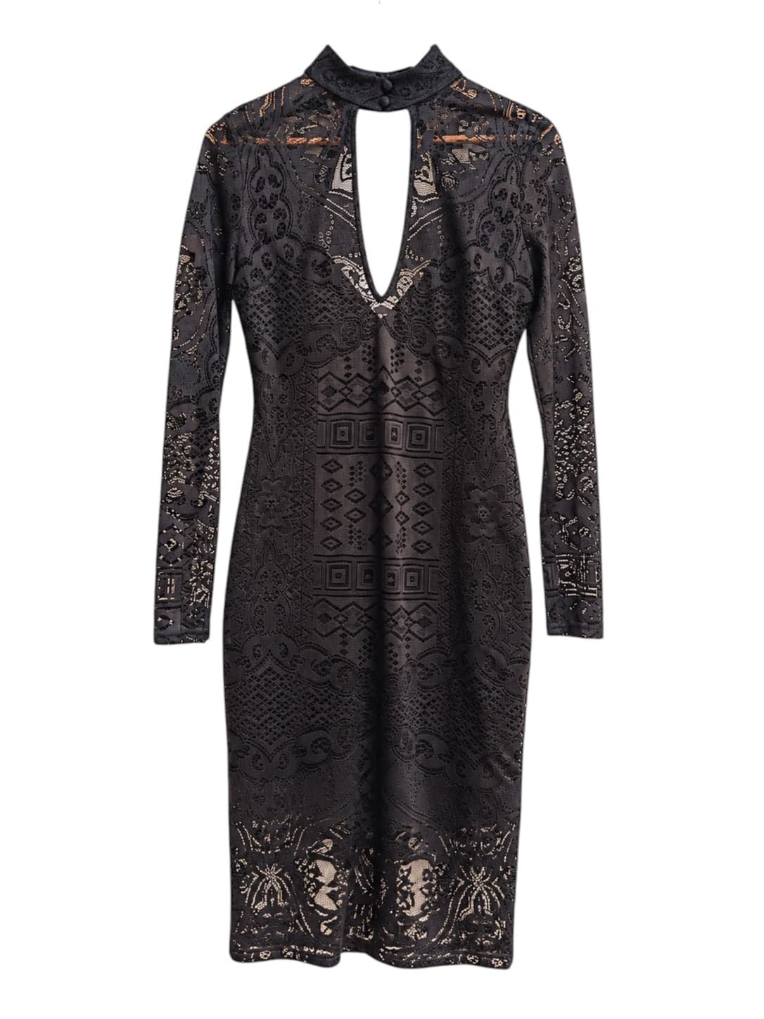 Bec & Bridge Womens Dress Size 12 Black Lace Long Sleeve Open Back Bodycon — photo 5 of 9