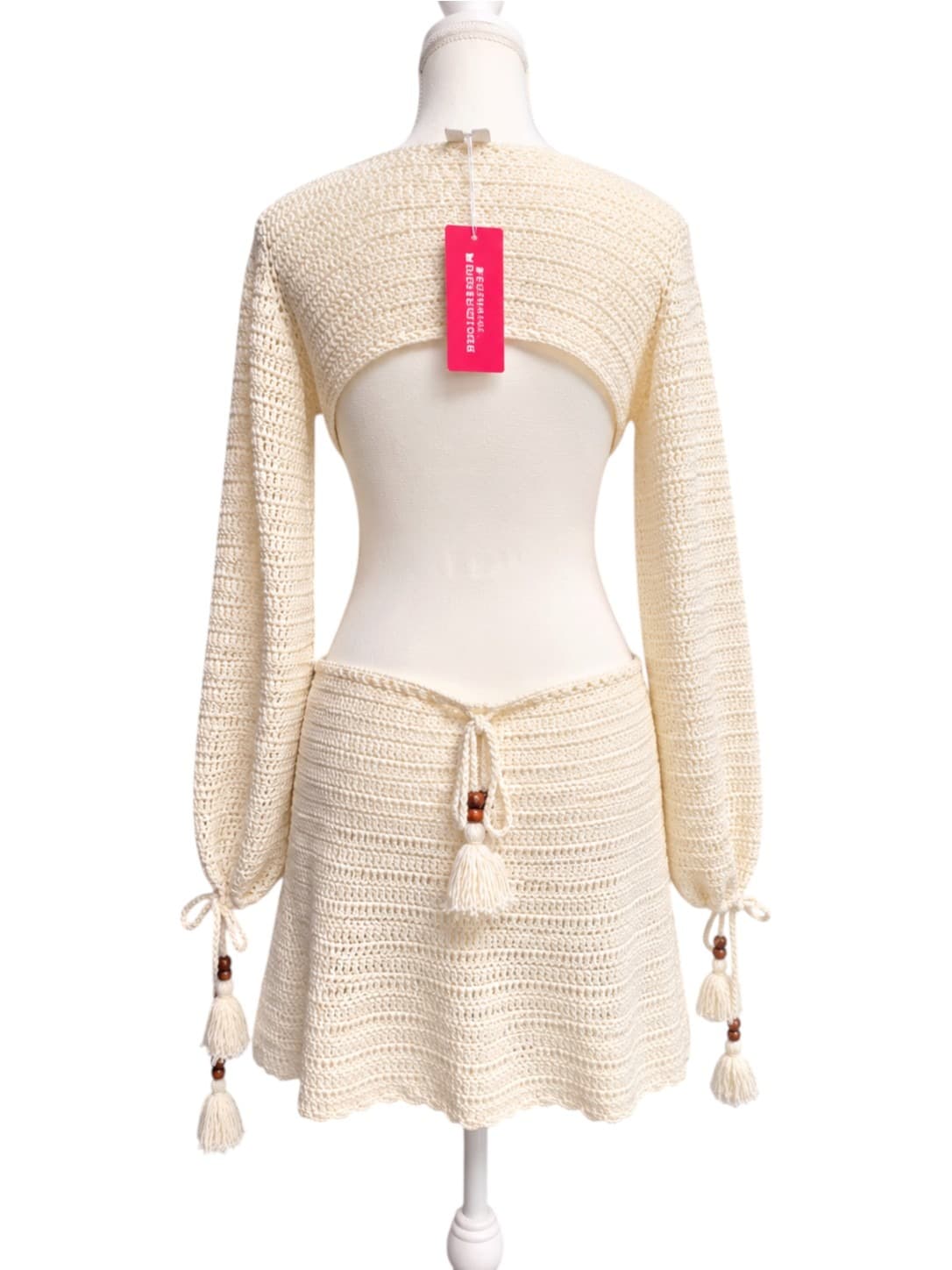 BEGINNING BOUTIQUE Cream Crochet Cutout Ring Detail Mini Dress BNWT Size 10 — photo 4 of 7