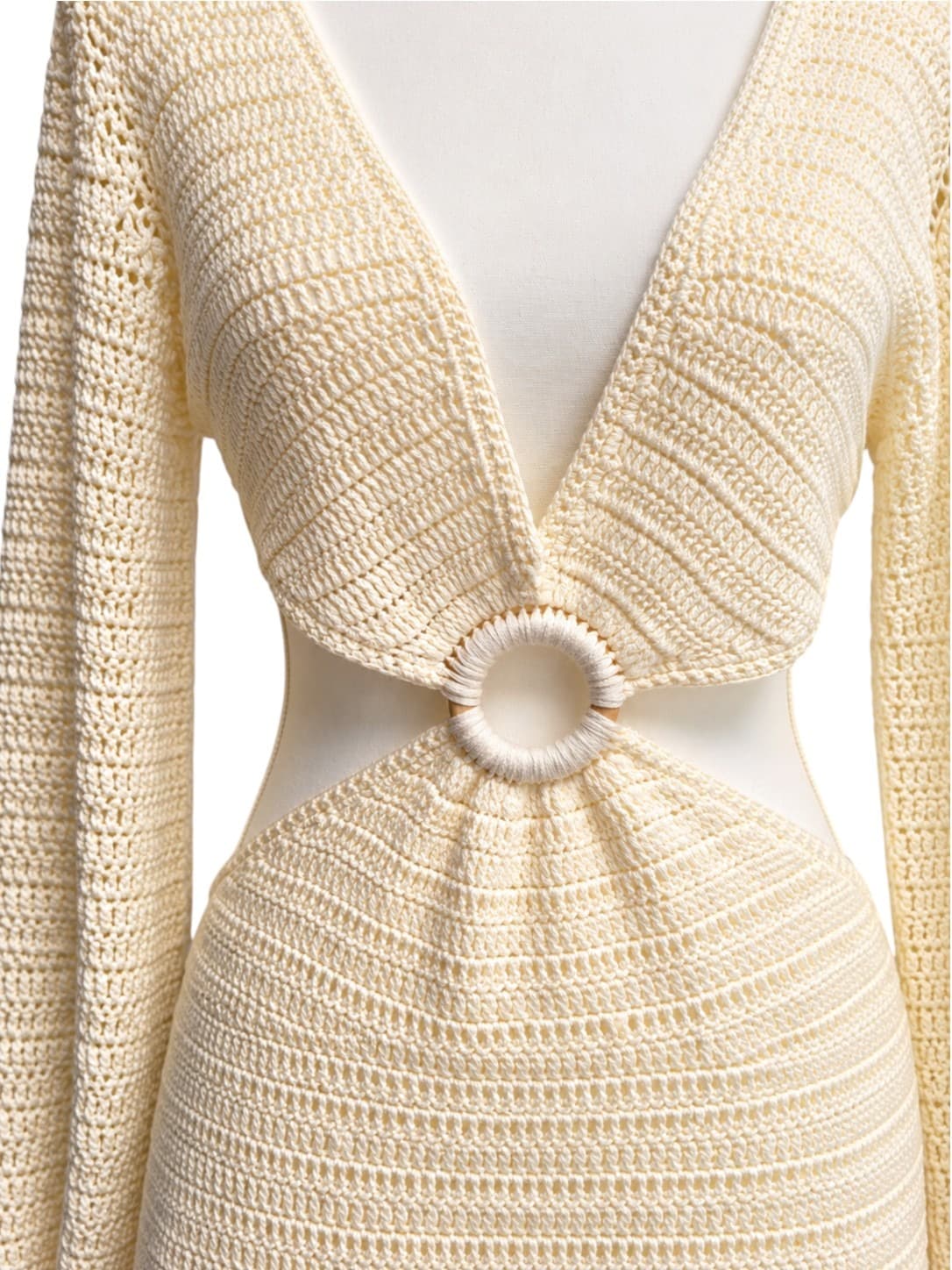 BEGINNING BOUTIQUE Cream Crochet Cutout Ring Detail Mini Dress BNWT Size 10 — photo 2 of 7
