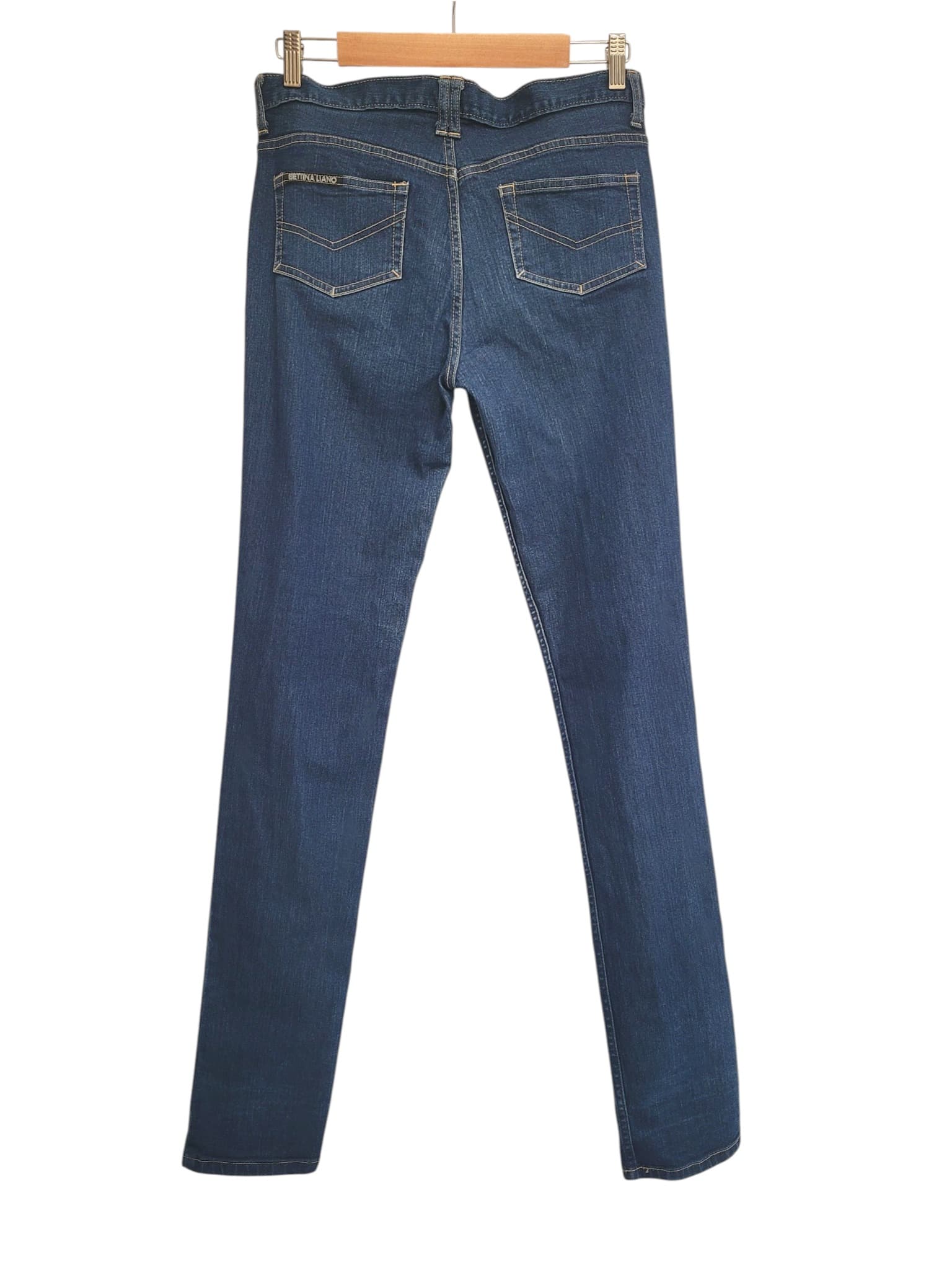 BETTINA LIANO Dark Blue Stretch Denim Slim Straight Jeans W32 Made in Italy — photo 6 of 8