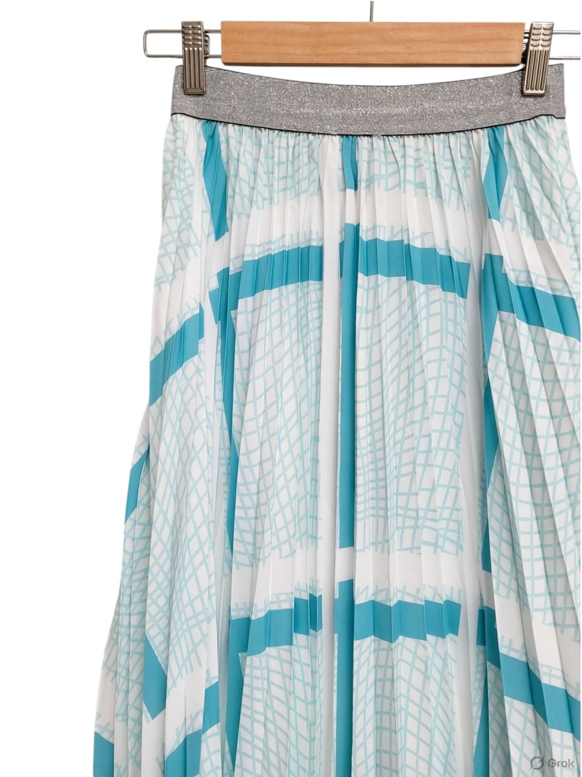 Blue Grid Pleated Maxi Skirt — photo 2 of 6