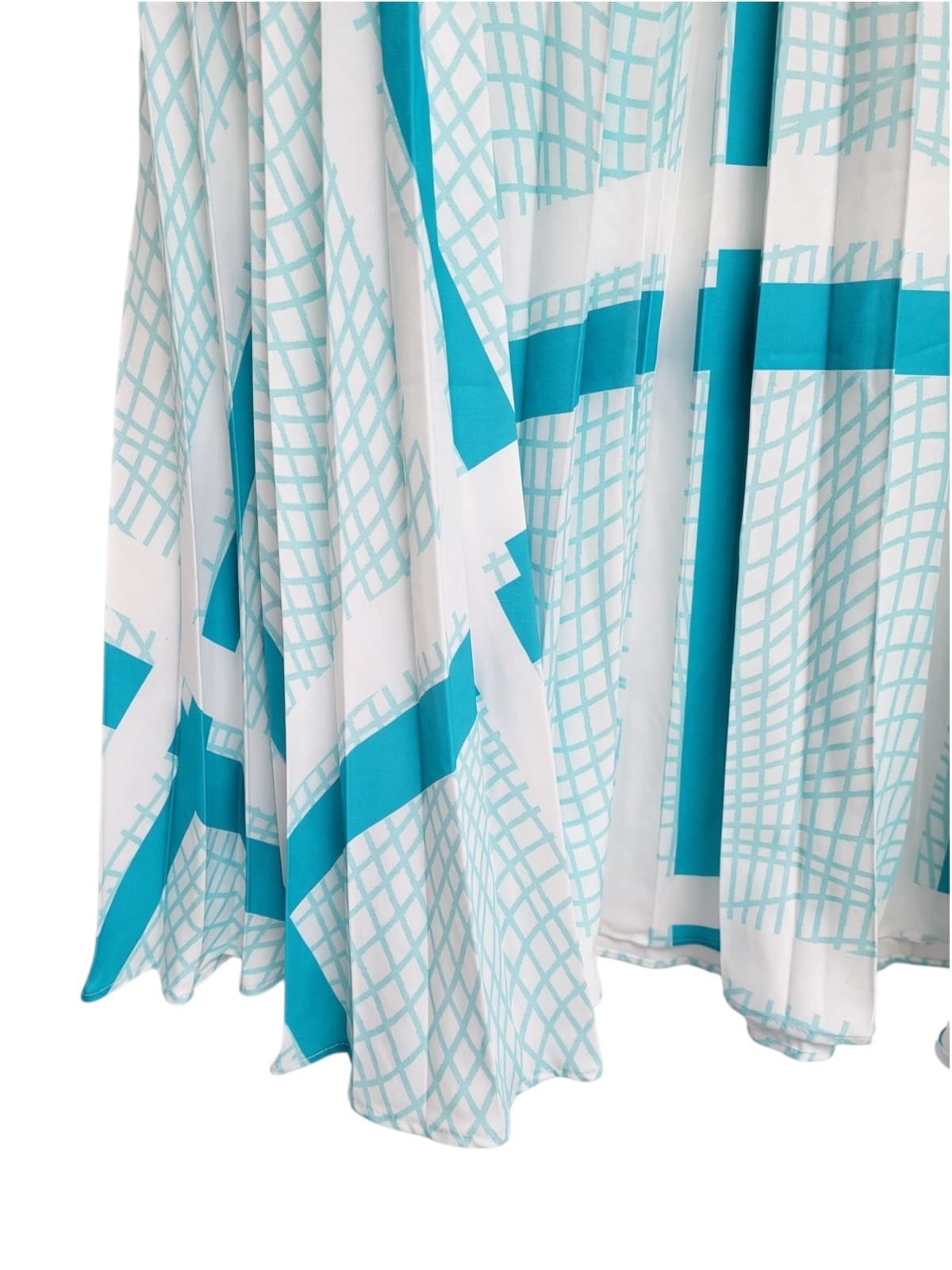 Blue Grid Pleated Maxi Skirt — photo 4 of 6