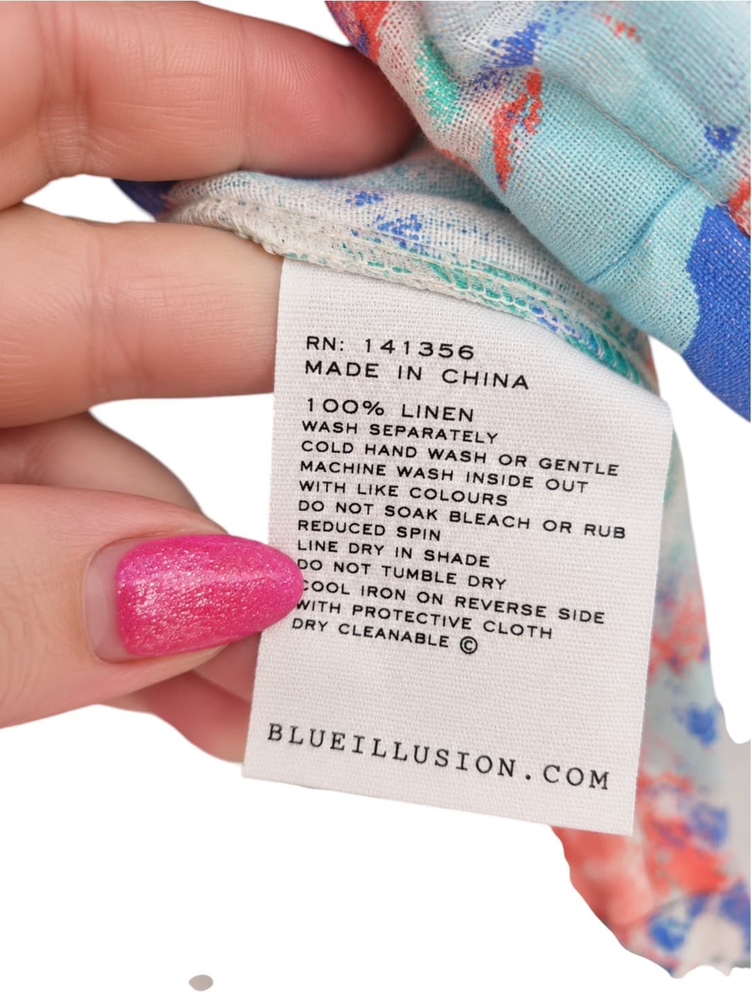 BLUE ILLUSION Multicolour Abstract Print 100% Linen Tie Hem Top Size S — photo 6 of 6